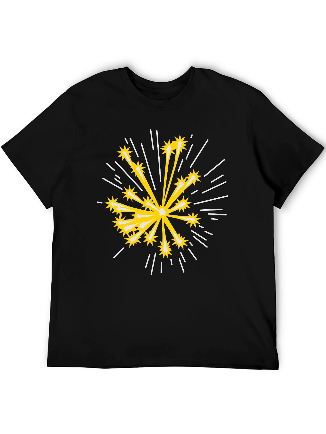 Black Starburst Graphic Black Cotton T-Shirt view 5