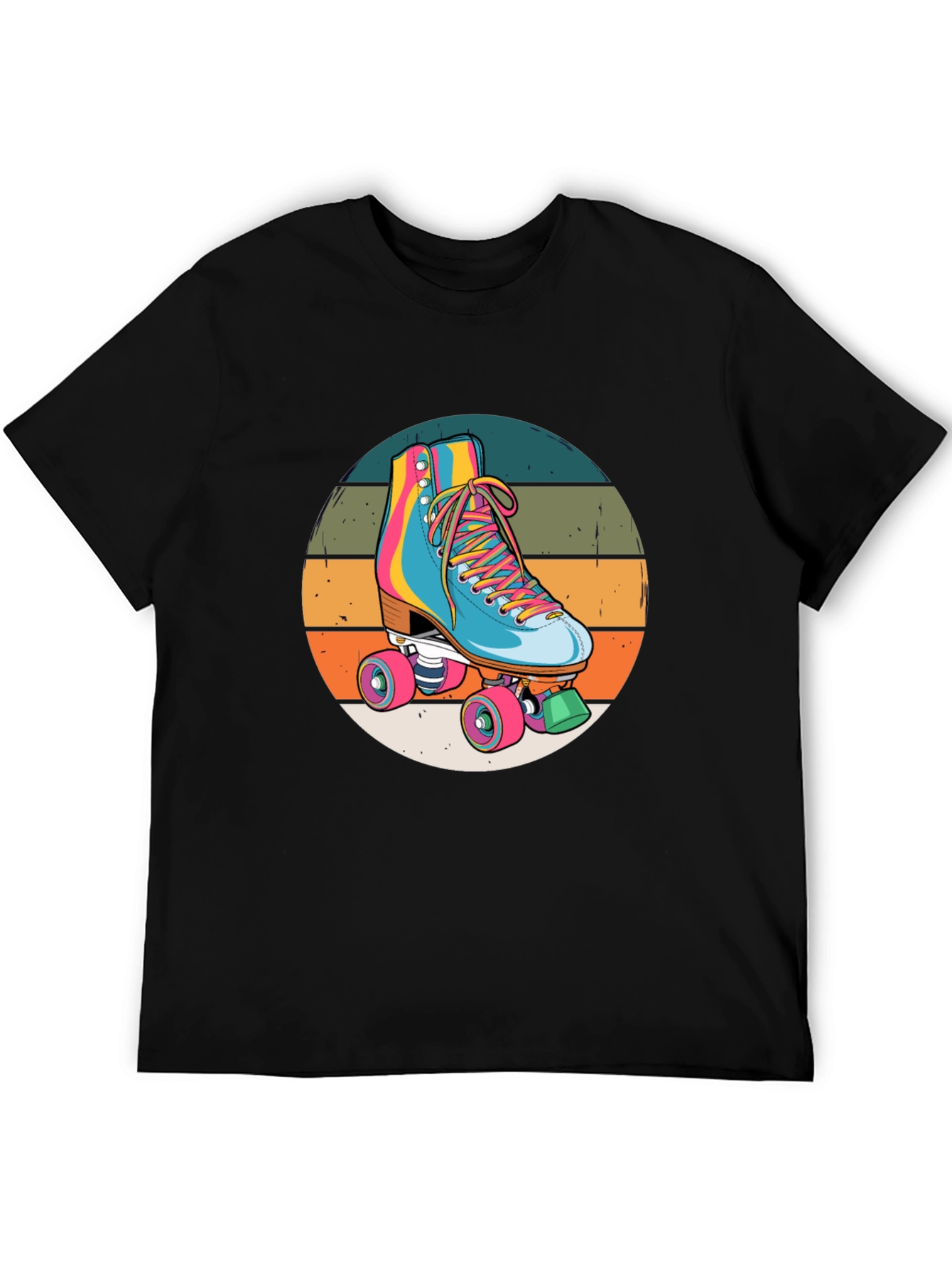 Black Retro Roller Skate Graphic Tee view 5