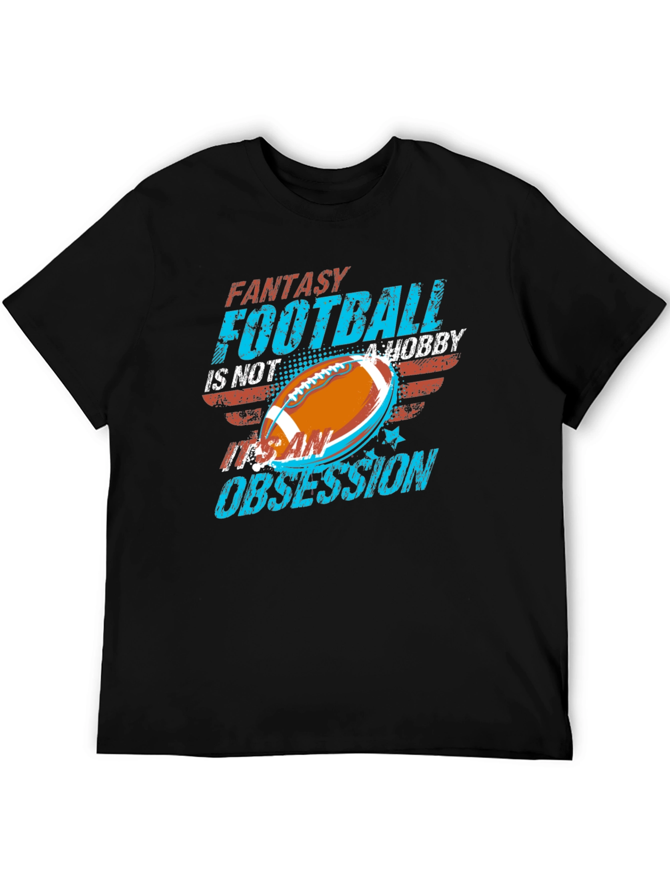 Black Fantasy Football Obsession T-Shirt view 5