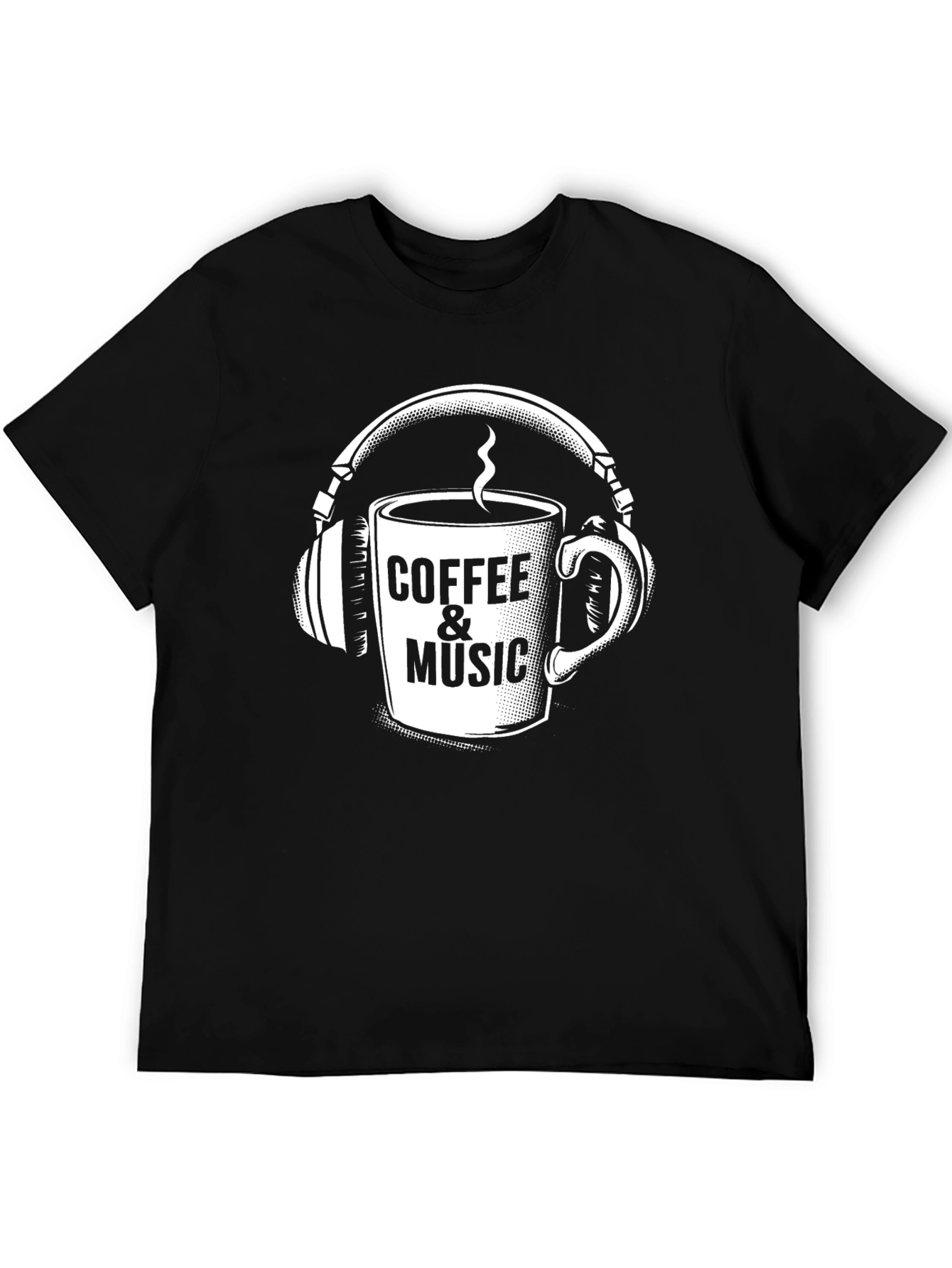 Black Coffee & Music Graphic T-Shirt - Black Casual Tee view 5