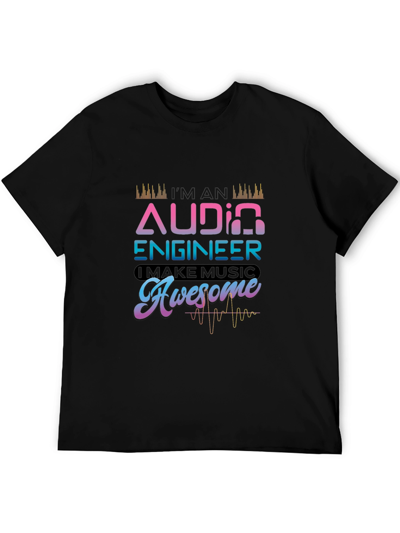 Black Audio Engineer T-Shirt - I Make Music Awesome Tee view 5