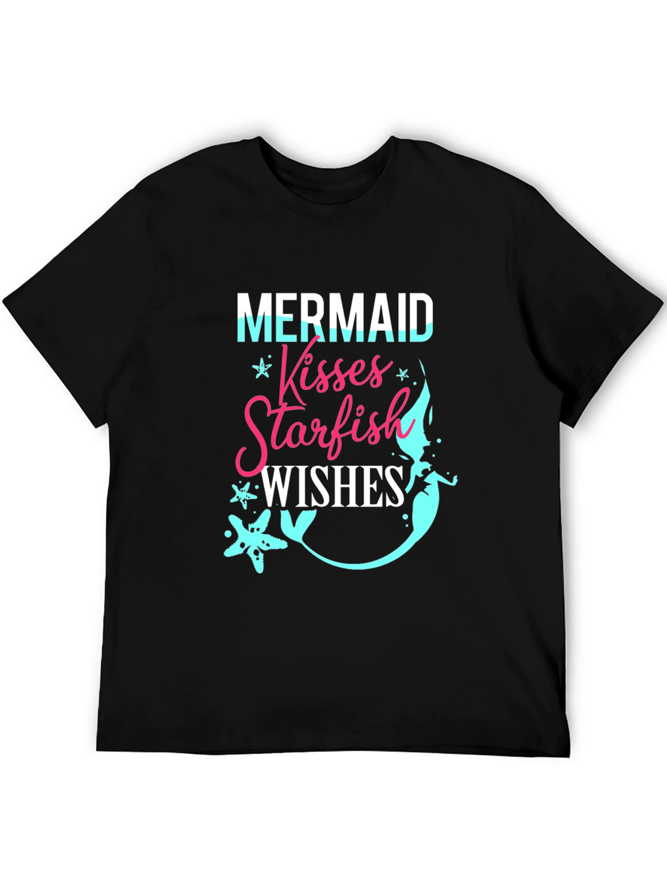 Black Mermaid Kisses Starfish Wishes Graphic T-Shirt view 5