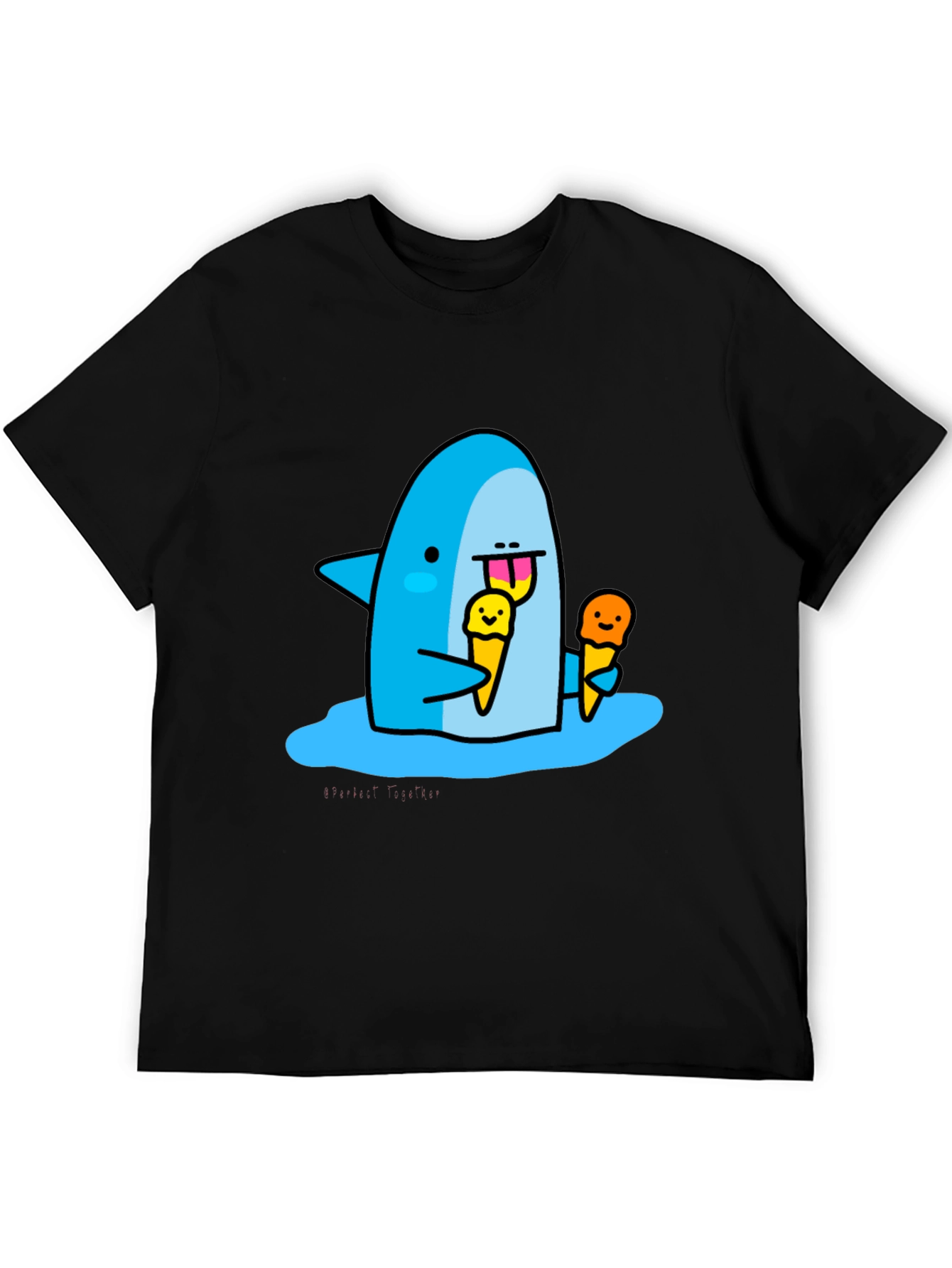 Black Shark Eating Ice Cream Graphic T-Shirt view 5