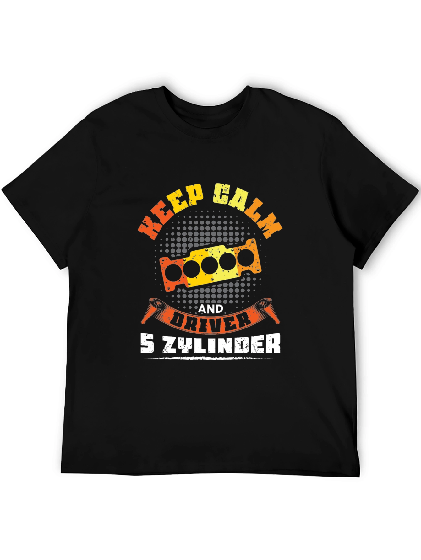 Black Keep Calm 5 Cylinder Driver Graphic Tee view 5