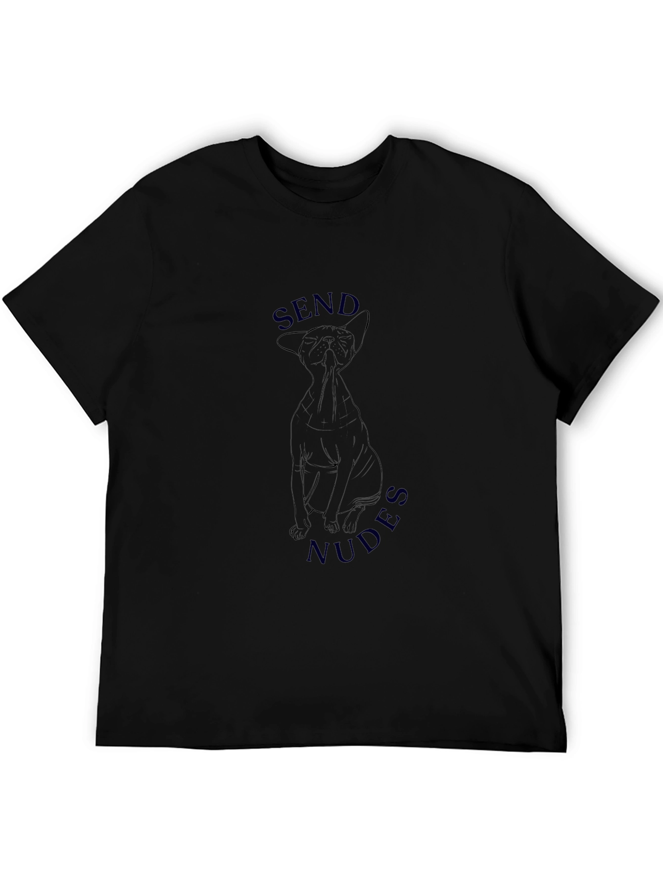 Black Send Nudes Cat Graphic Black T-Shirt view 5