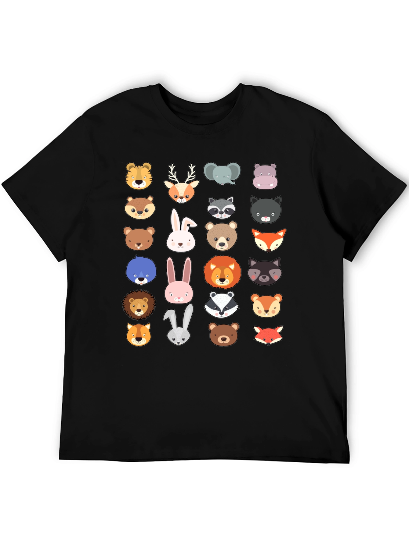 Black Animal Faces Graphic Tee - Black T-Shirt view 5