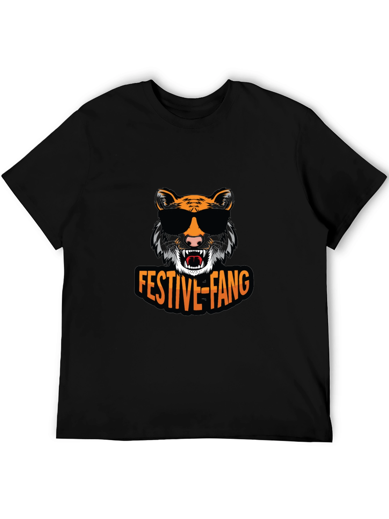 Black Festive Fang Tiger Graphic Tee view 5