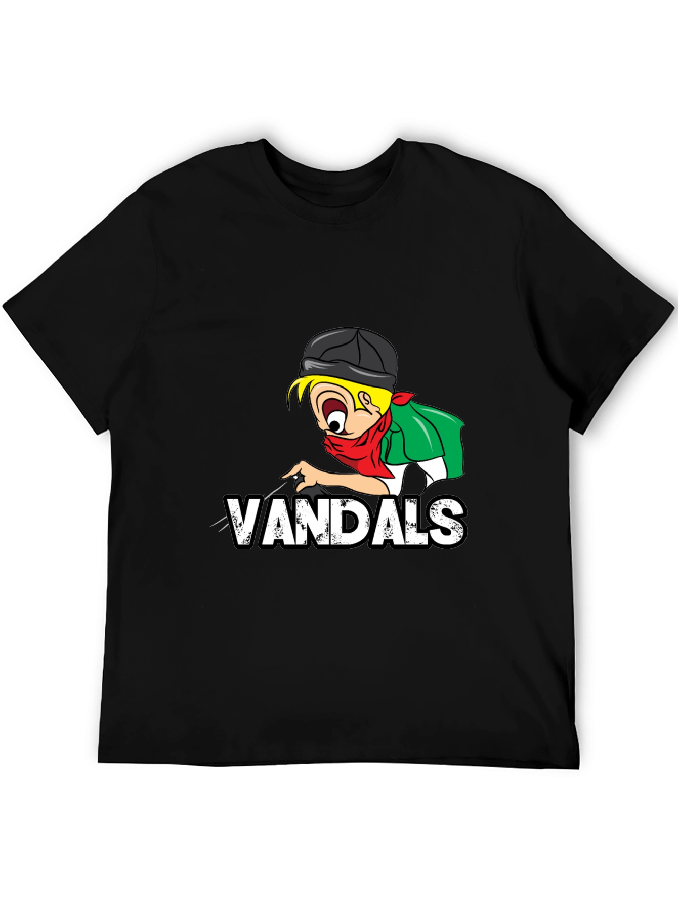 Black Vandals Cartoon Graphic Black T-Shirt view 5