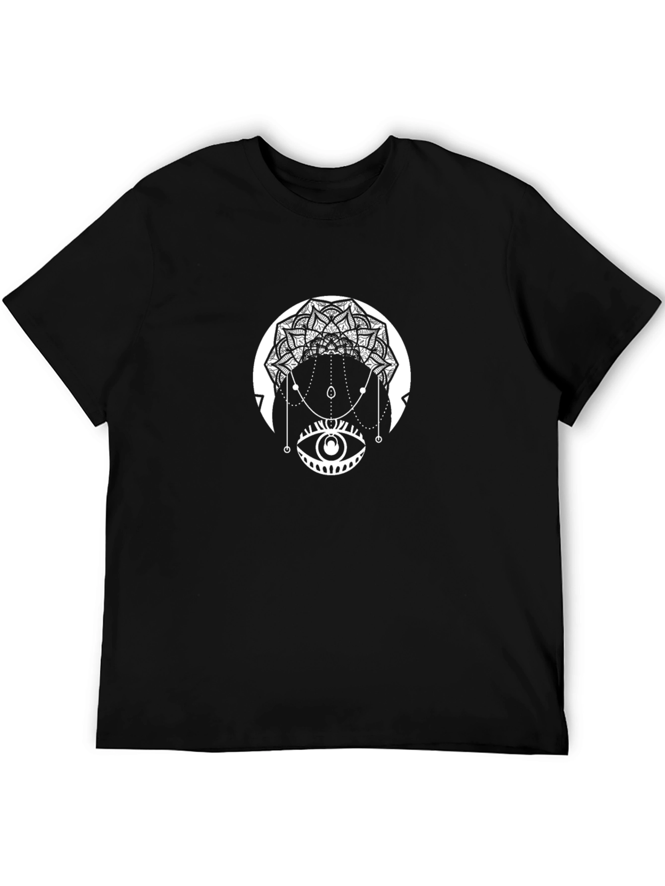 Black Mystic Eye Mandala Graphic Tee - Black Cotton view 5