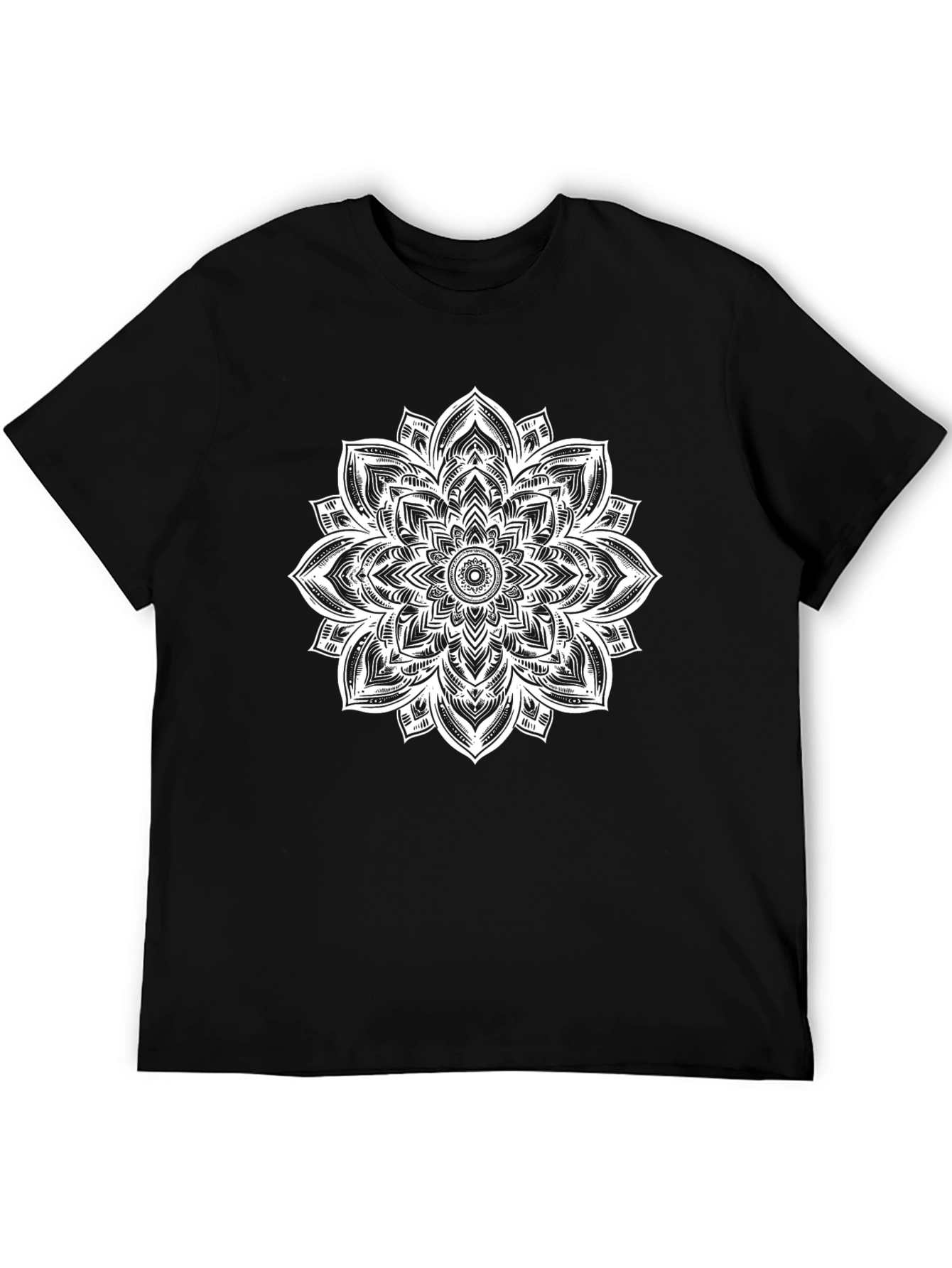 Black Mandala Graphic Tee - Black Cotton Casual Comfort view 5