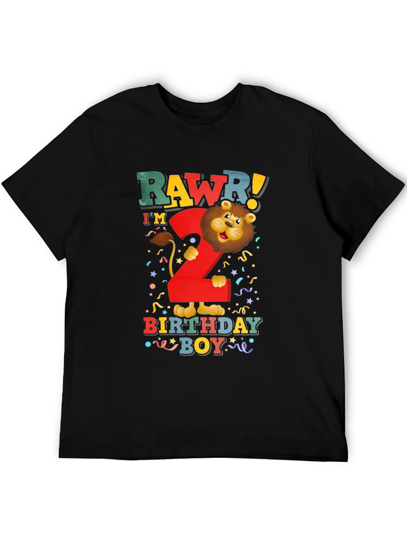 Black Rawr! I'm 2 Birthday Boy T-Shirt view 5