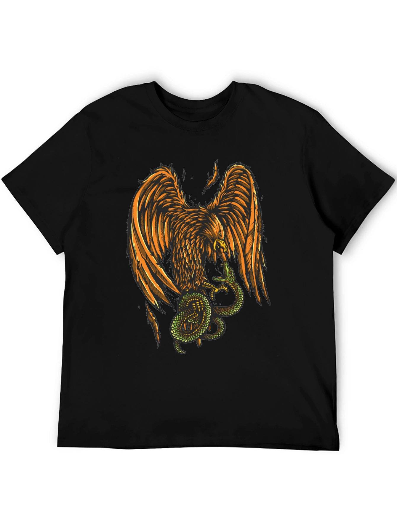 Black Eagle & Snake Graphic T-Shirt - Stylish Mens Tee view 5