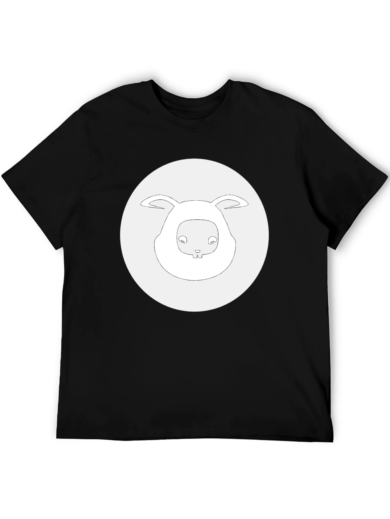 Black Bunny Graphic Tee - Black Cotton T-Shirt view 5