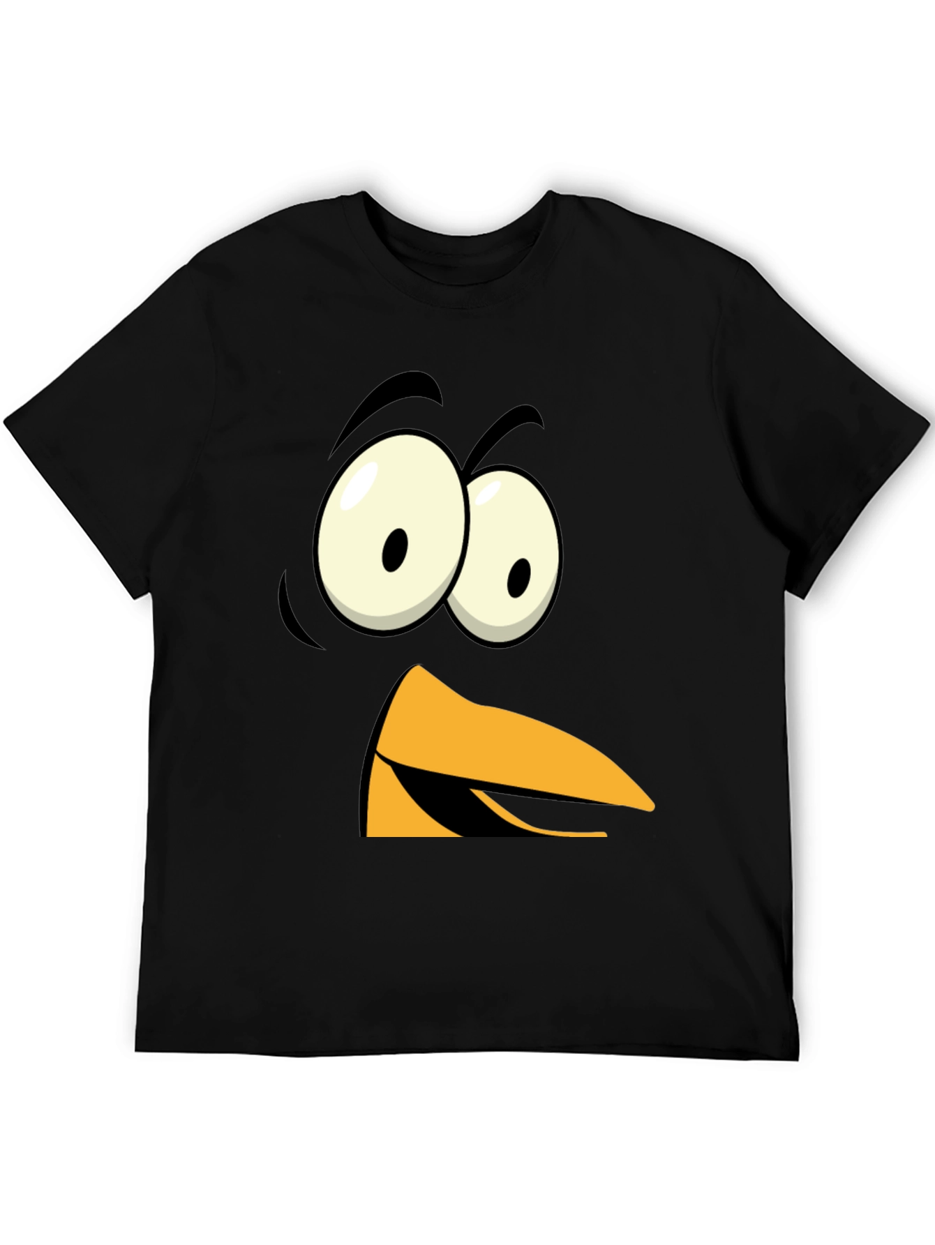 Black Funny Angry Bird Face Graphic Tee - Black view 5