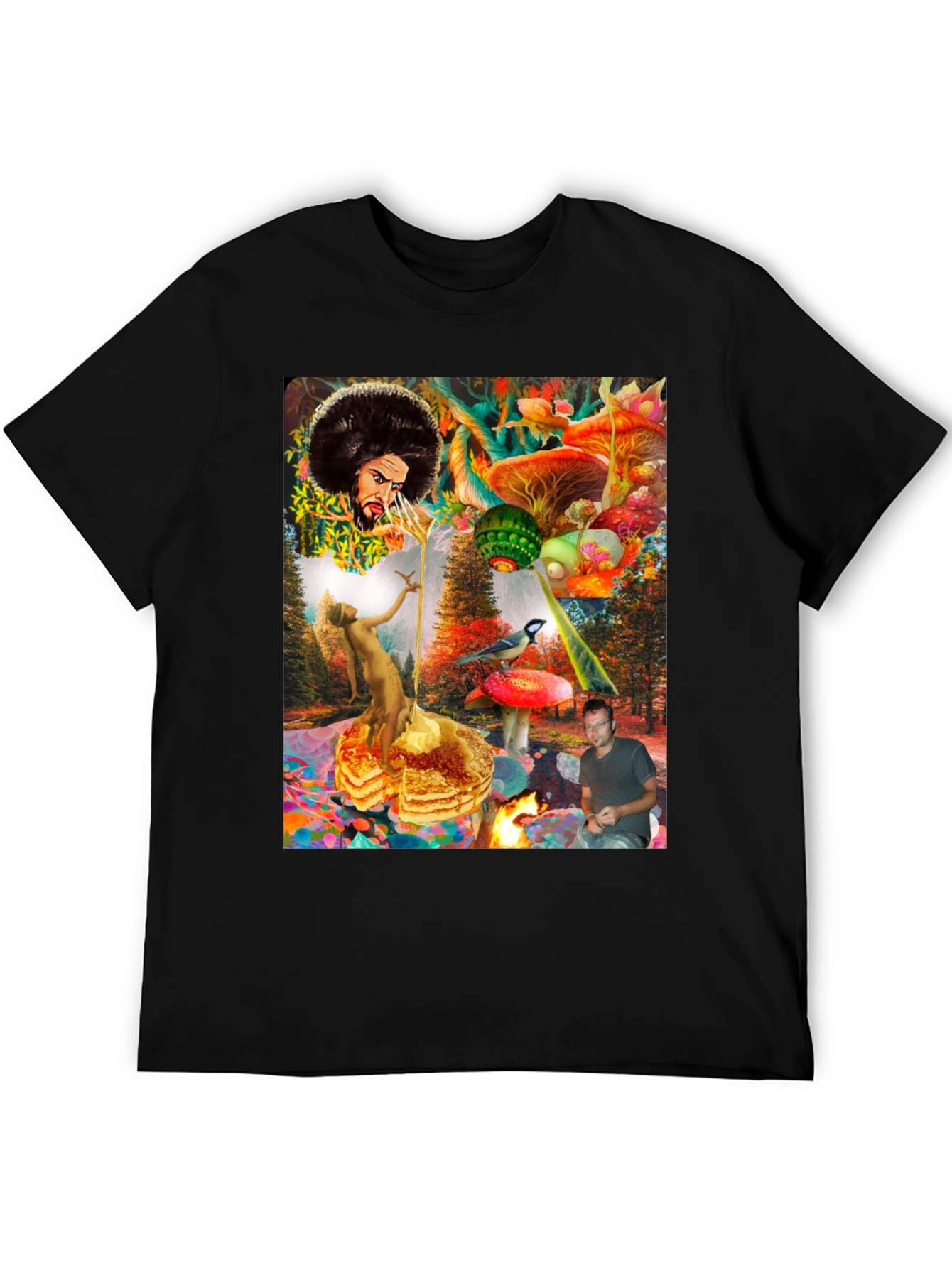Black Psychedelic Fantasy Graphic Print T-Shirt view 5