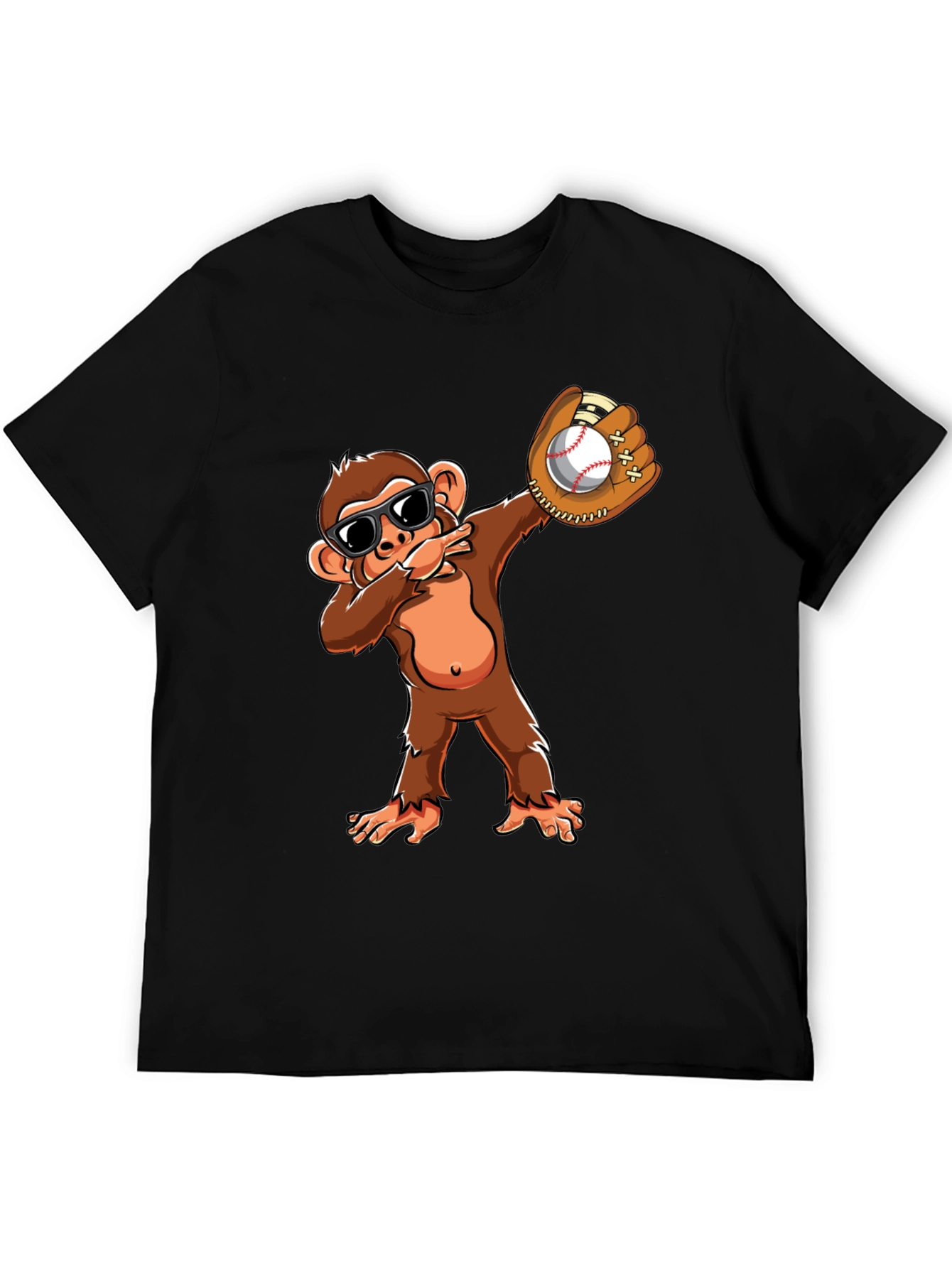 Black Monkey Dabbing Baseball T-Shirt view 5