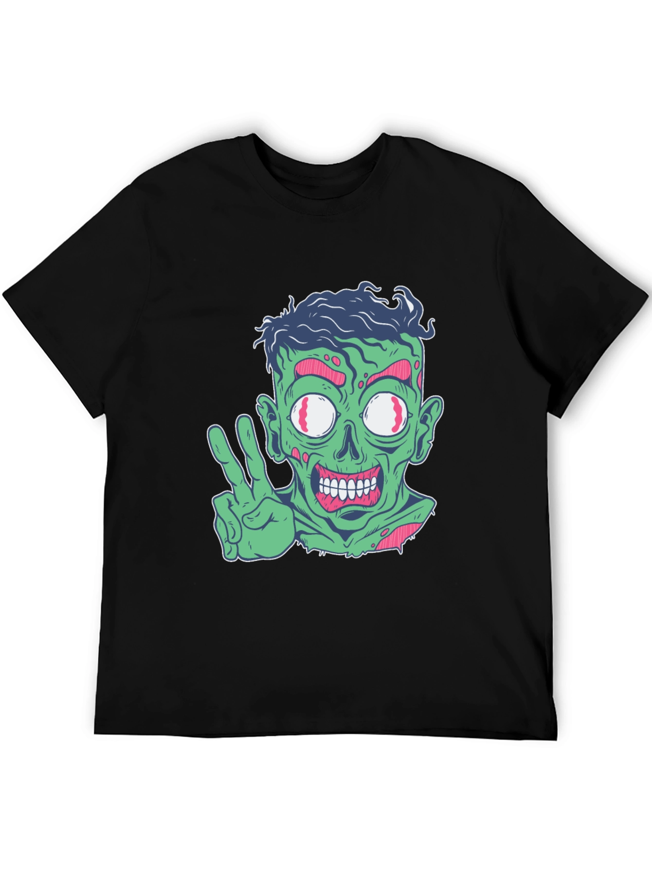 Black Zombie Peace Sign Graphic Tee - Black view 5