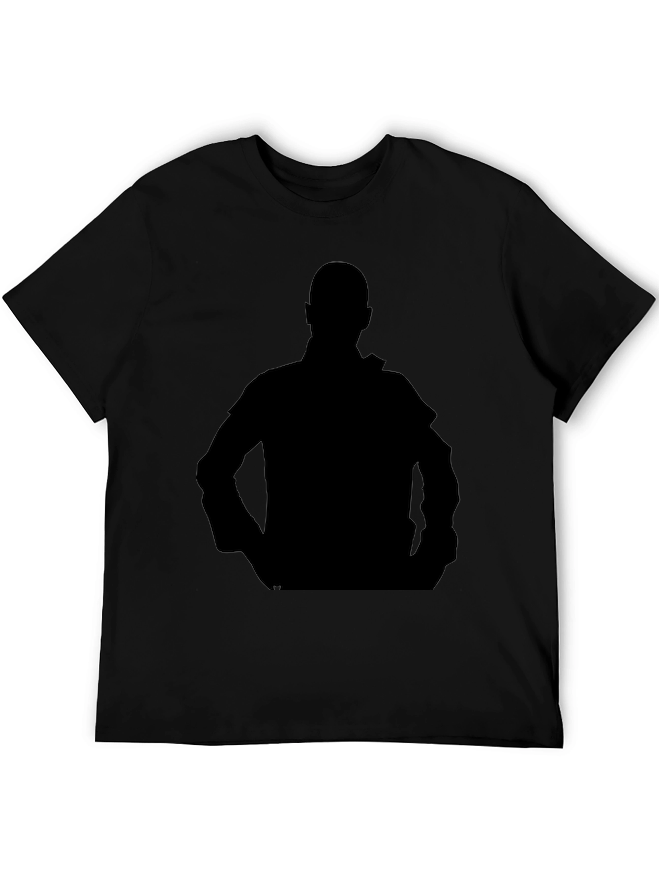 Black Men's Black T-Shirt with Silhouette Graphic view 5
