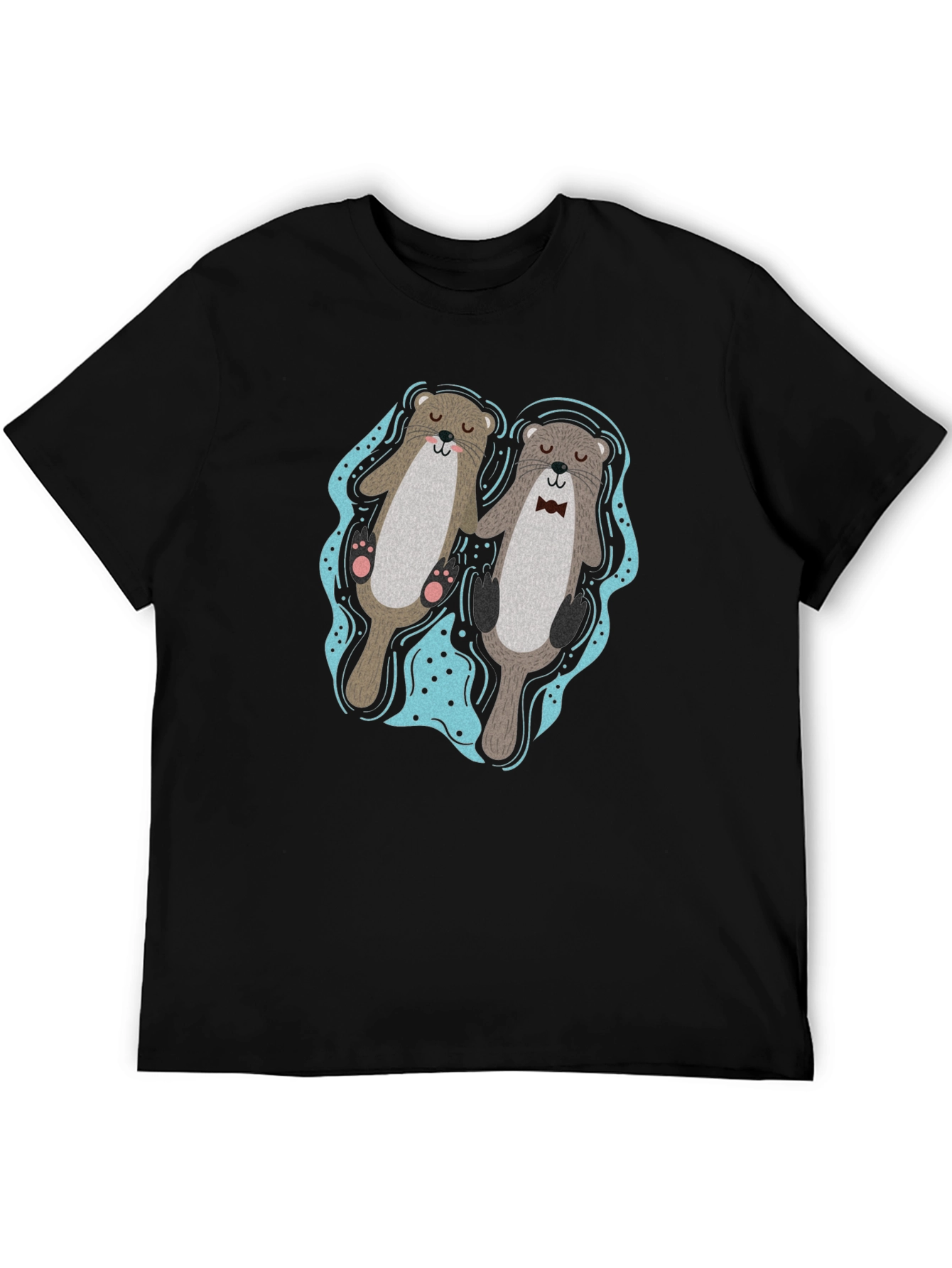 Black Otter Love T-Shirt - Cute Matching Pair Design view 5