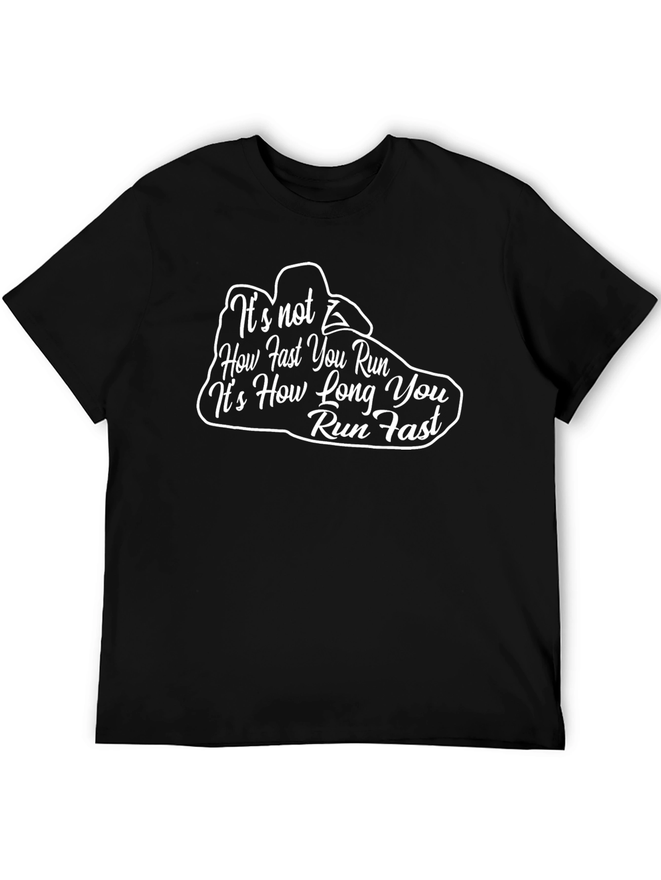 Black Motivational Running T-Shirt - Run Fast, Run Long view 5