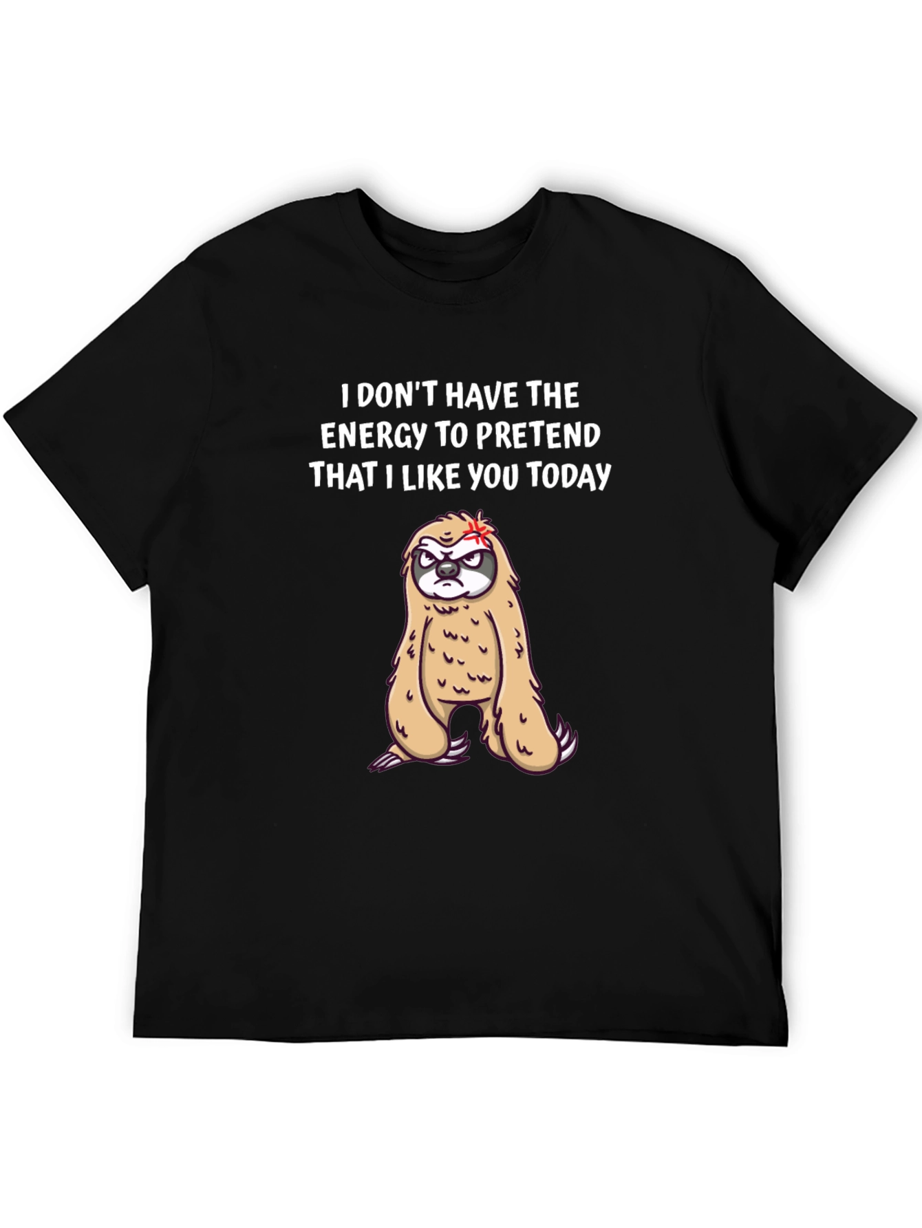 Black Funny Sloth Graphic T-Shirt - Introvert Humor Tee view 5