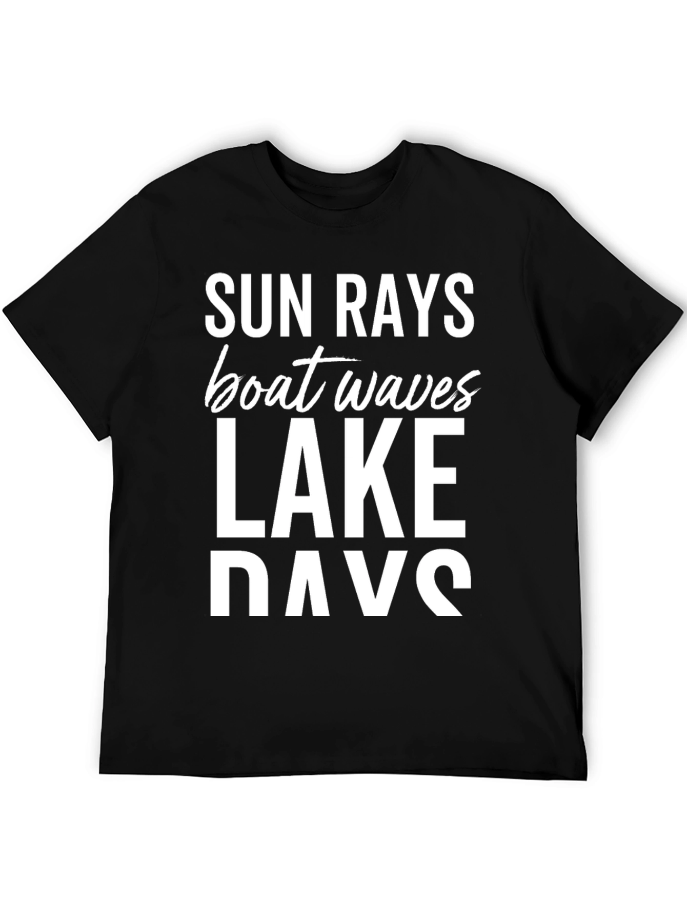 Black Sun Rays Boat Waves Lake Days Black T-Shirt view 5