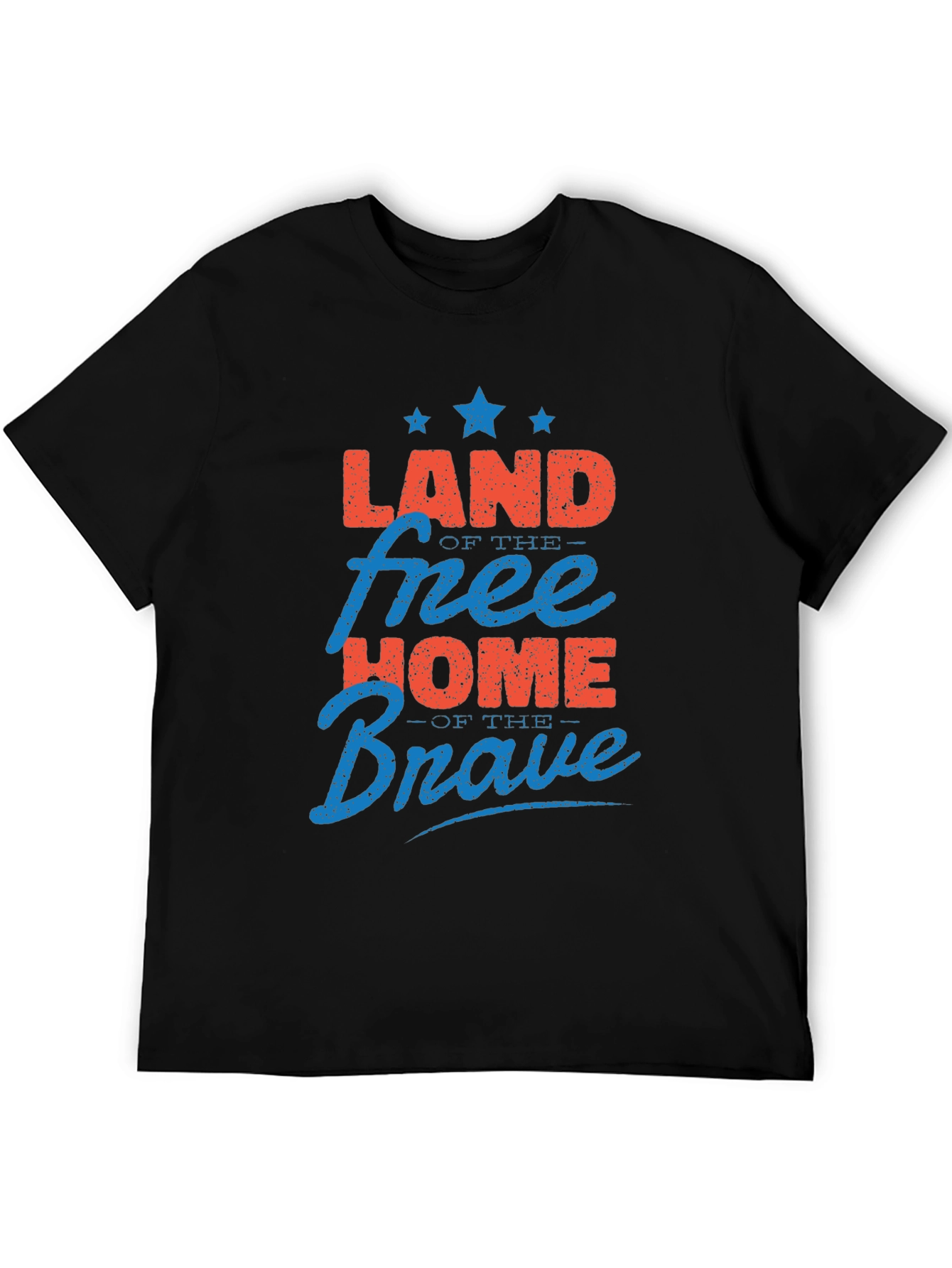 Black Patriotic Land of Free Home of Brave Graphic T-Shirt view 5