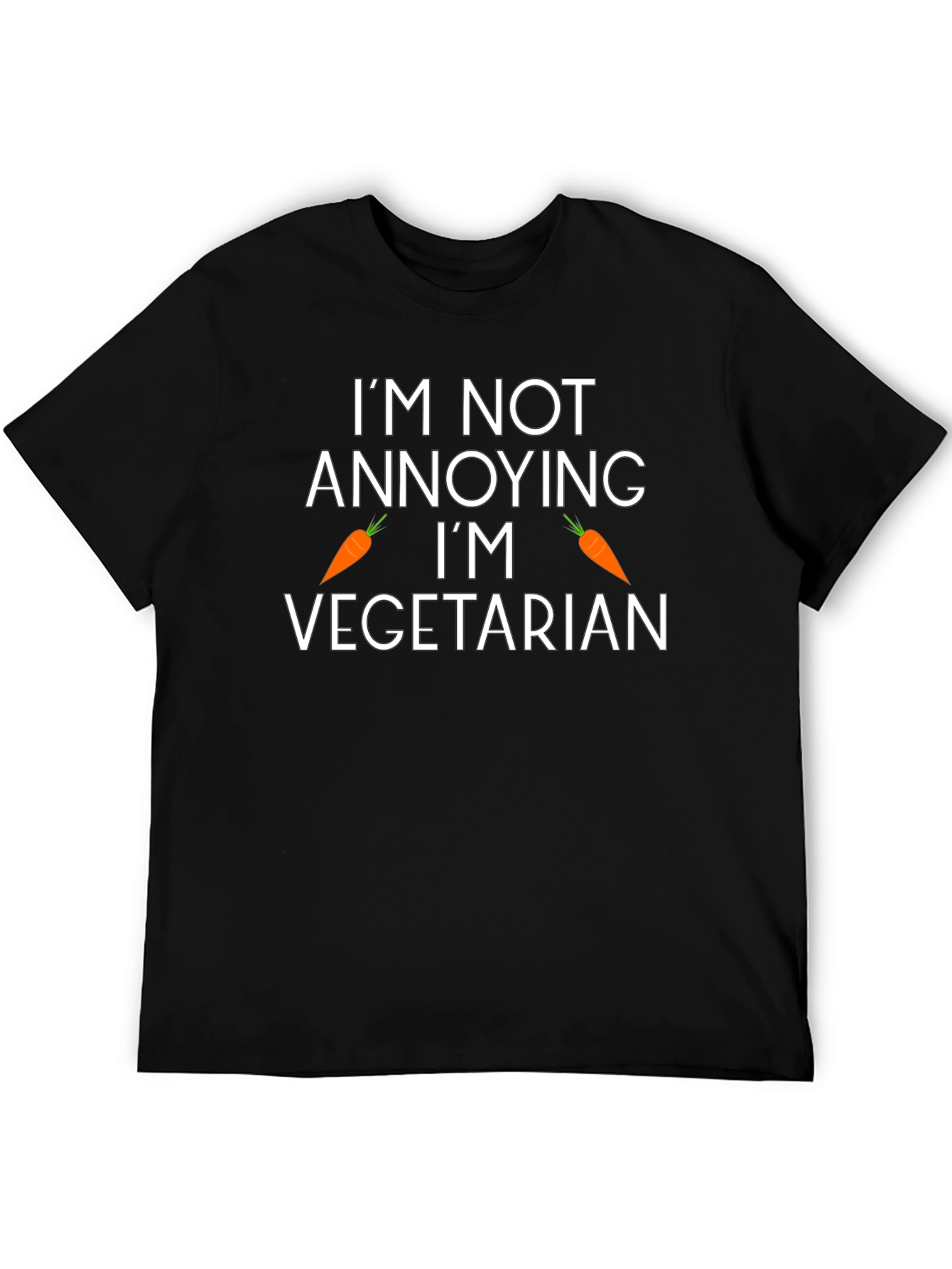 Black Funny Vegetarian Carrot T-Shirt view 5