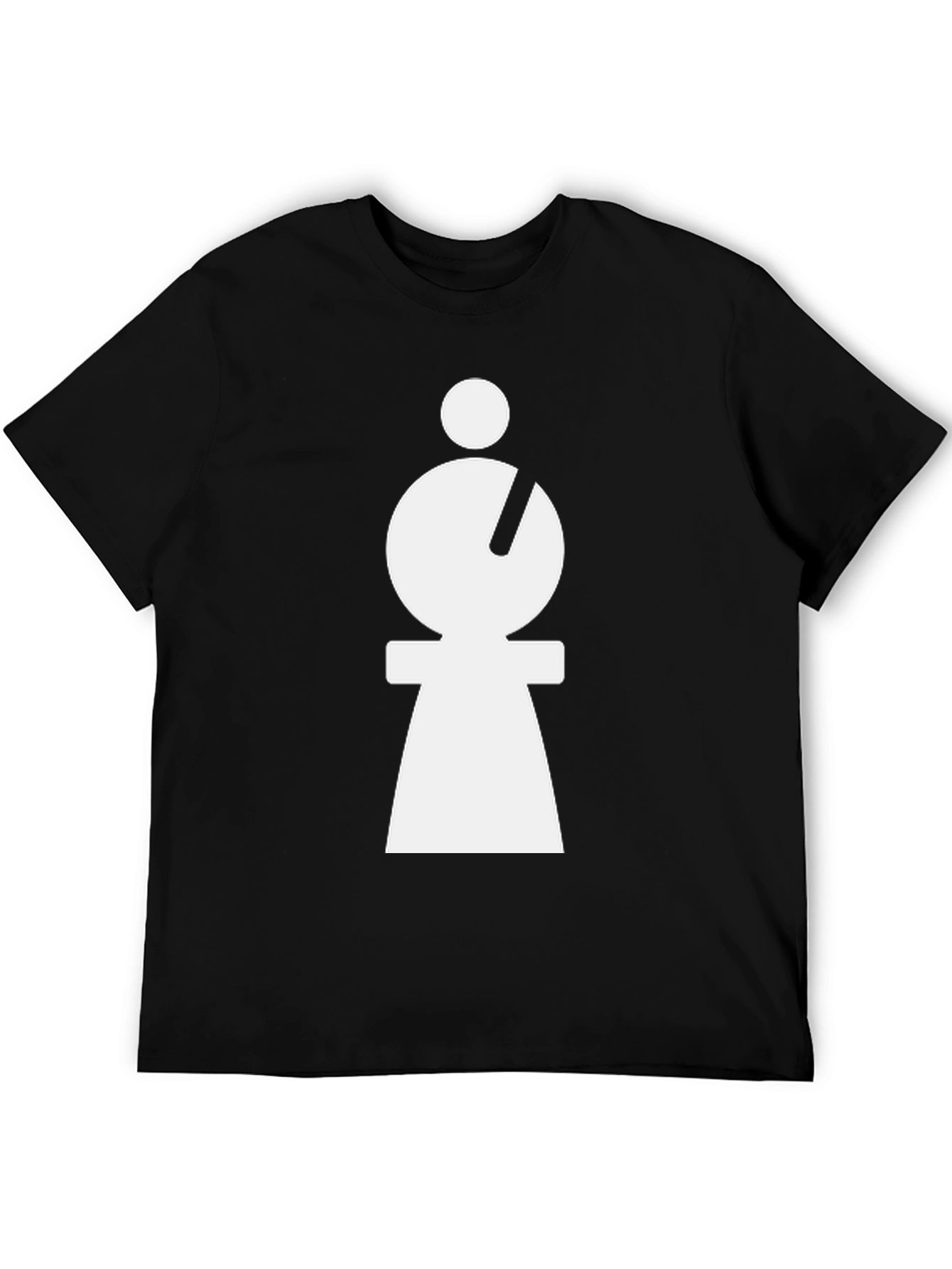Black Abstract Minimalist White Figure on Black T-Shirt view 5