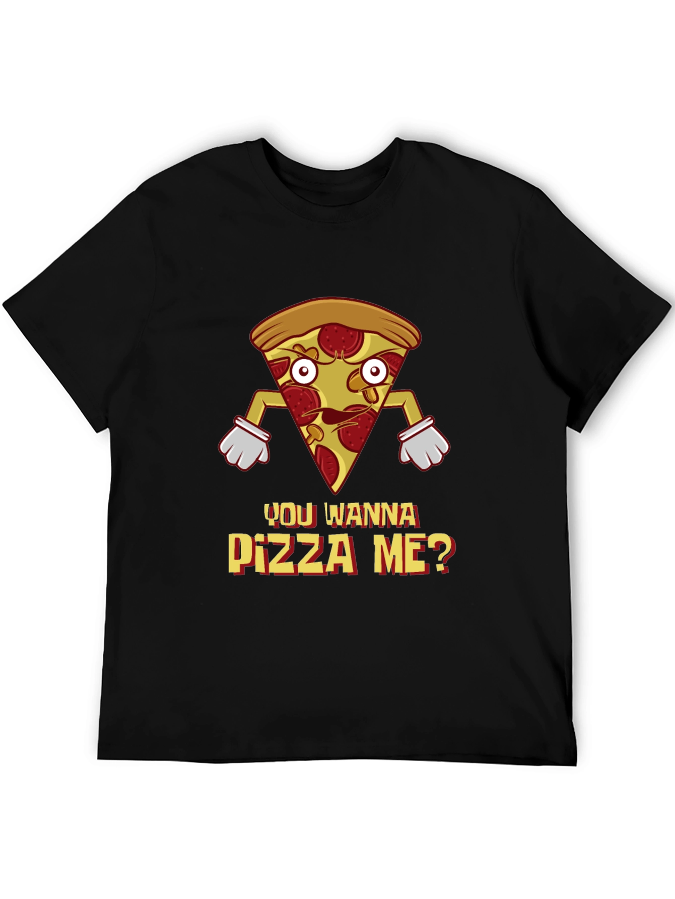 Black You Wanna Pizza Me? Graphic T-Shirt - Foodie Tee view 5