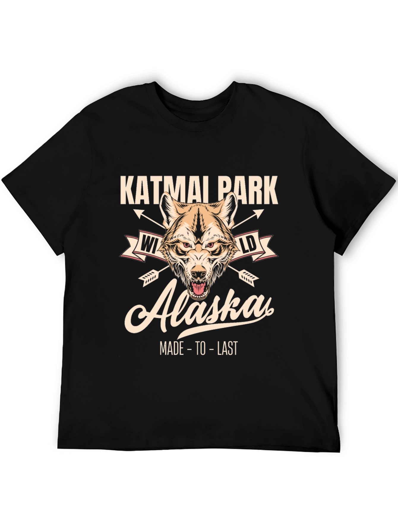Black Katmai Park Alaska Wolf Graphic T-Shirt view 5