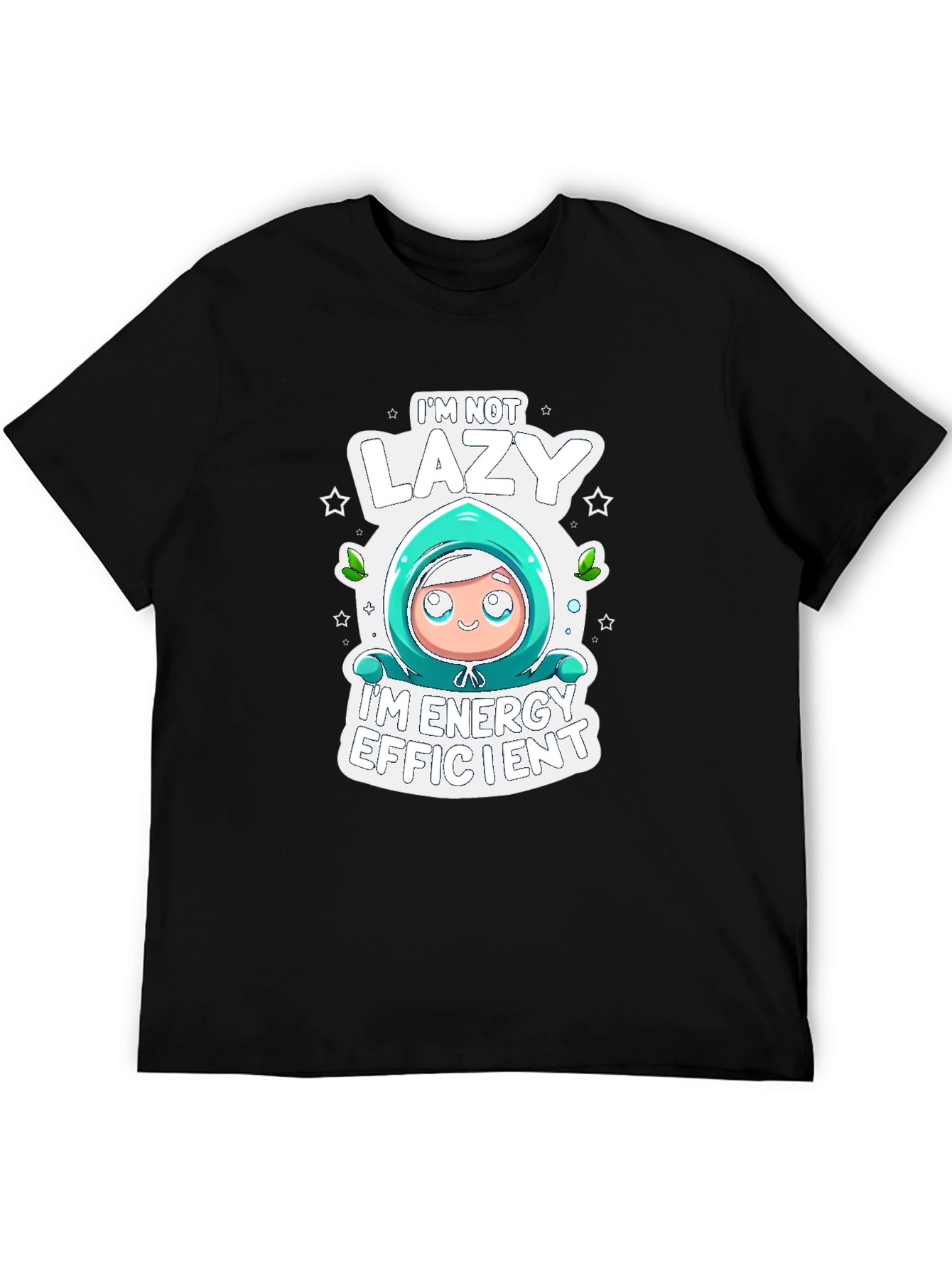 Black Lazy Energy Efficient Graphic T-Shirt view 5