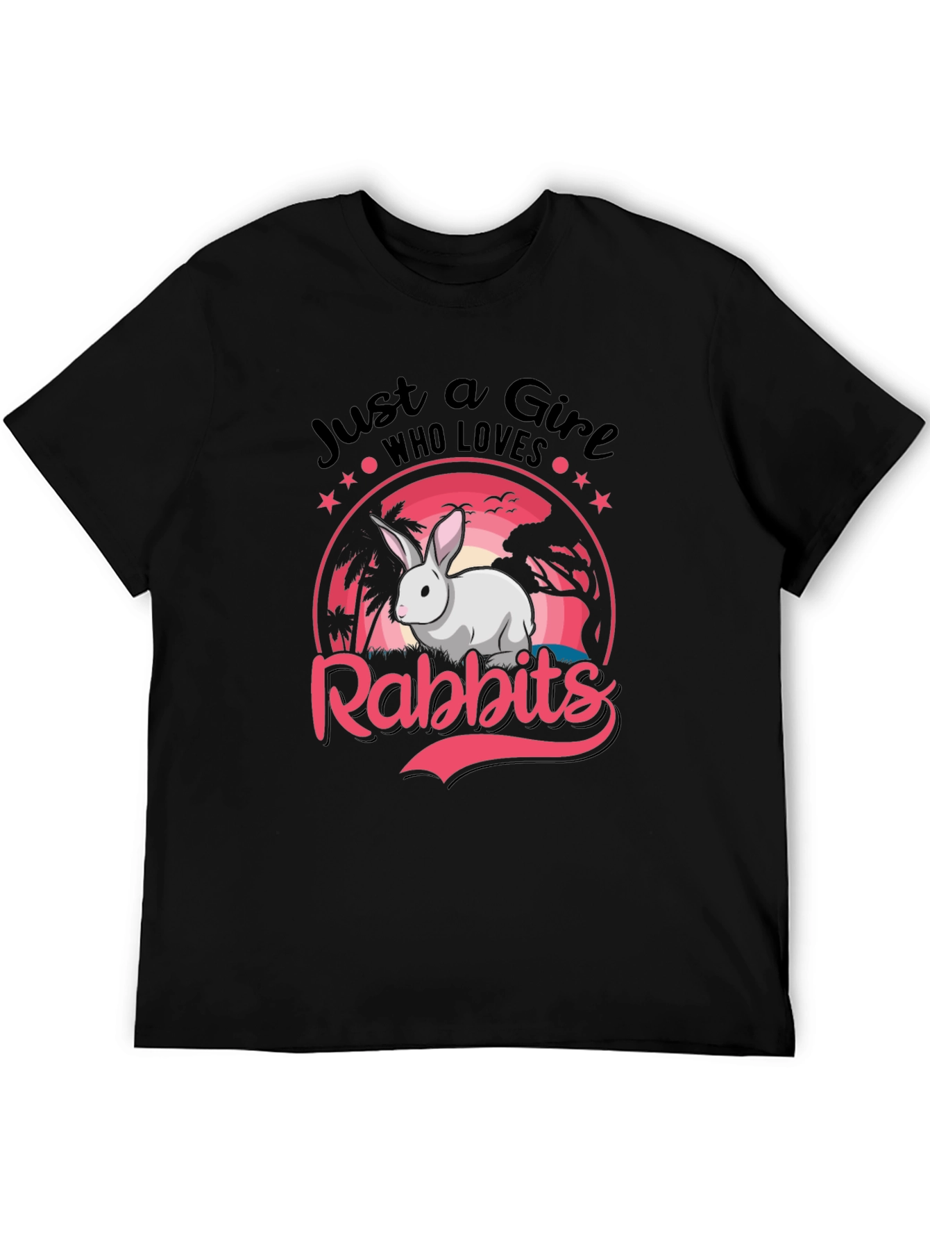 Black Just a Girl Who Loves Rabbits T-Shirt view 5