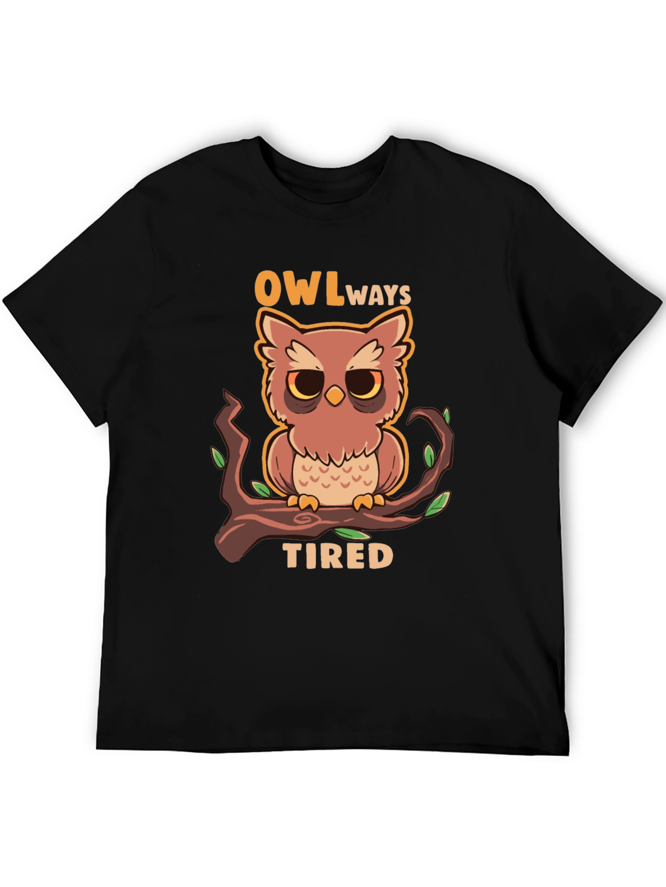 Black Owl Always Tired Graphic Tee view 5