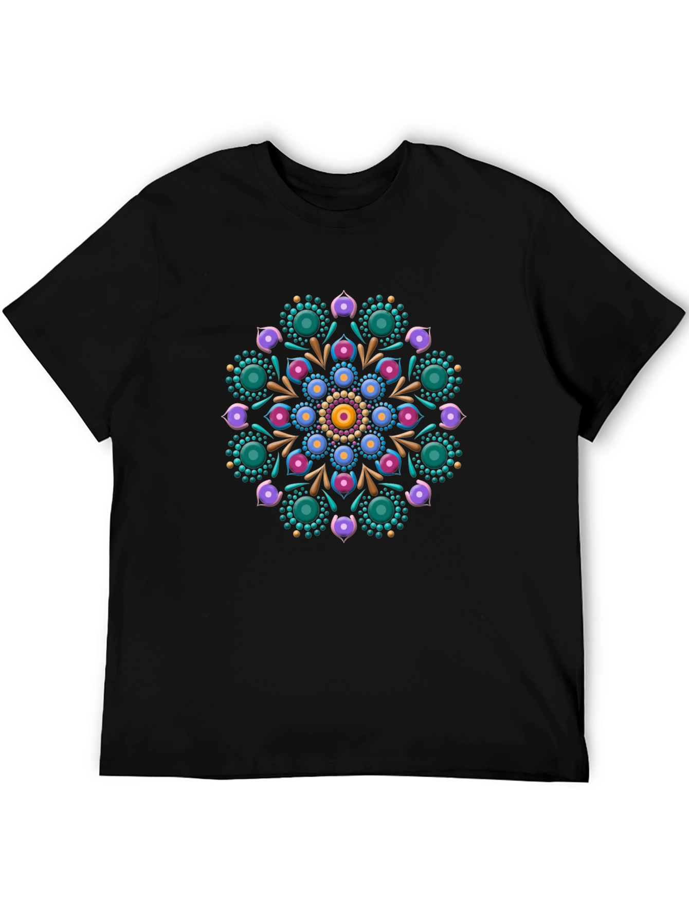 Black Mandala Print Black T-Shirt view 5