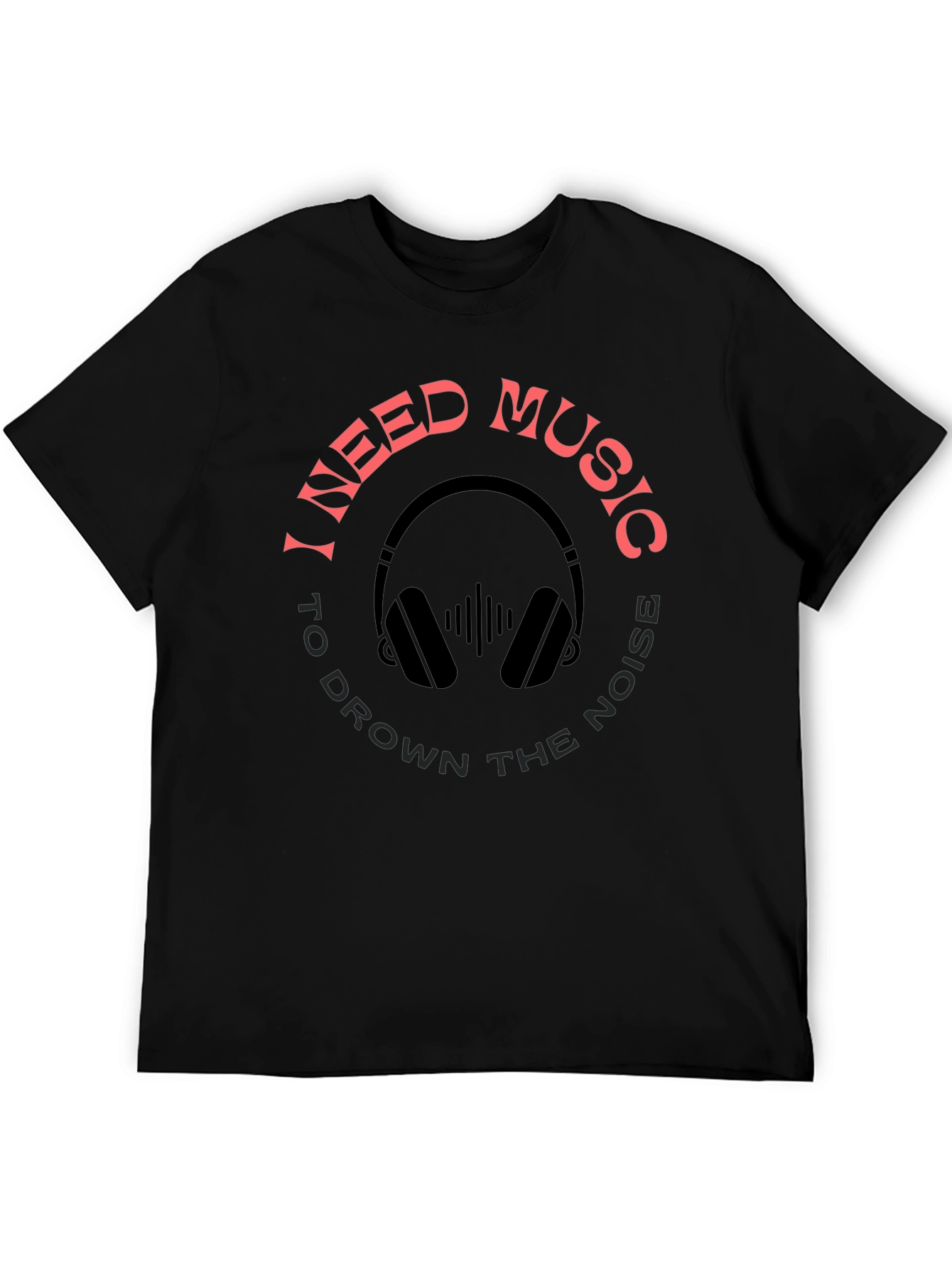Black I Need Music Graphic T-Shirt view 5