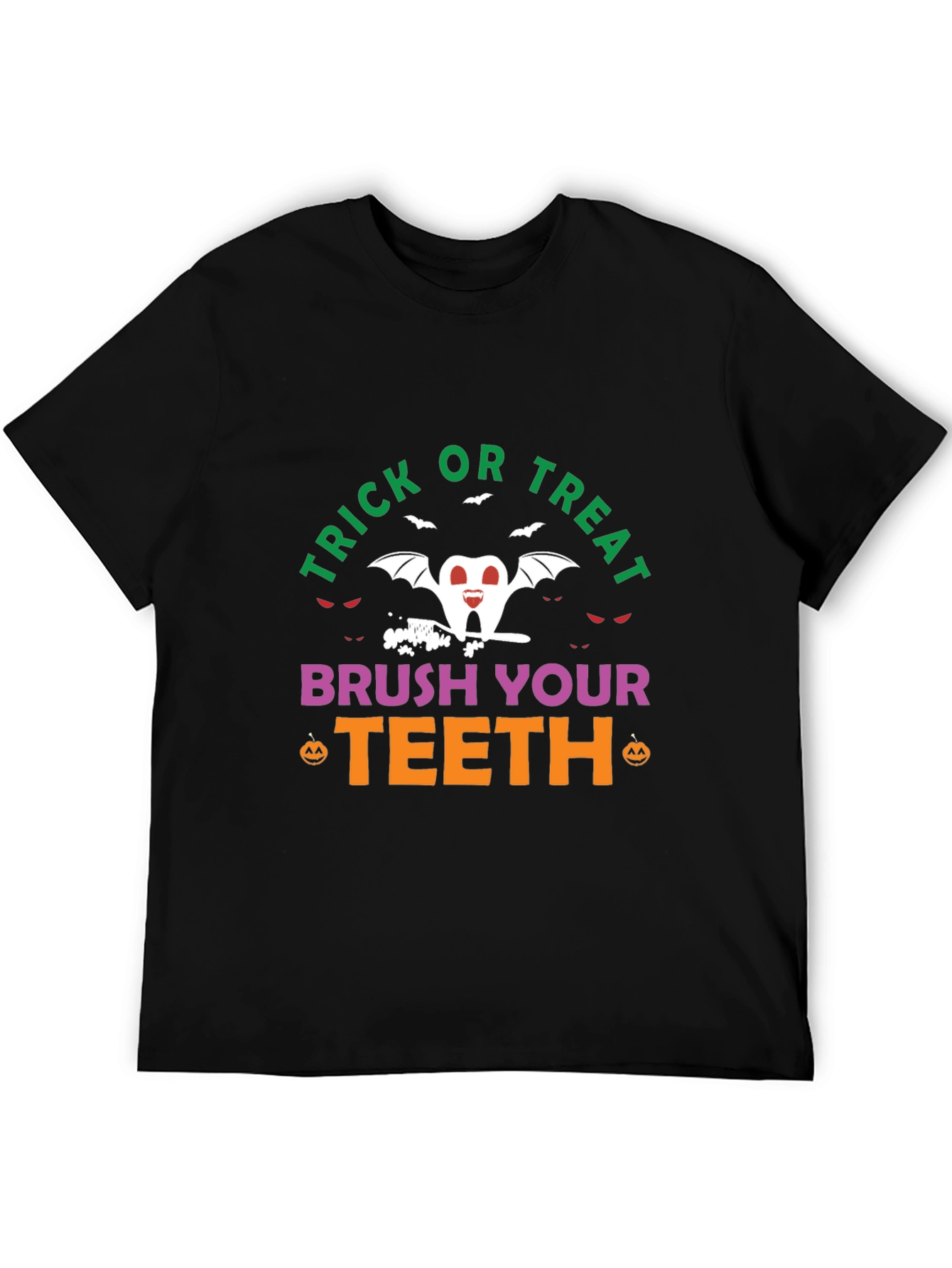 Black Trick or Treat Brush Your Teeth Halloween T-Shirt view 5