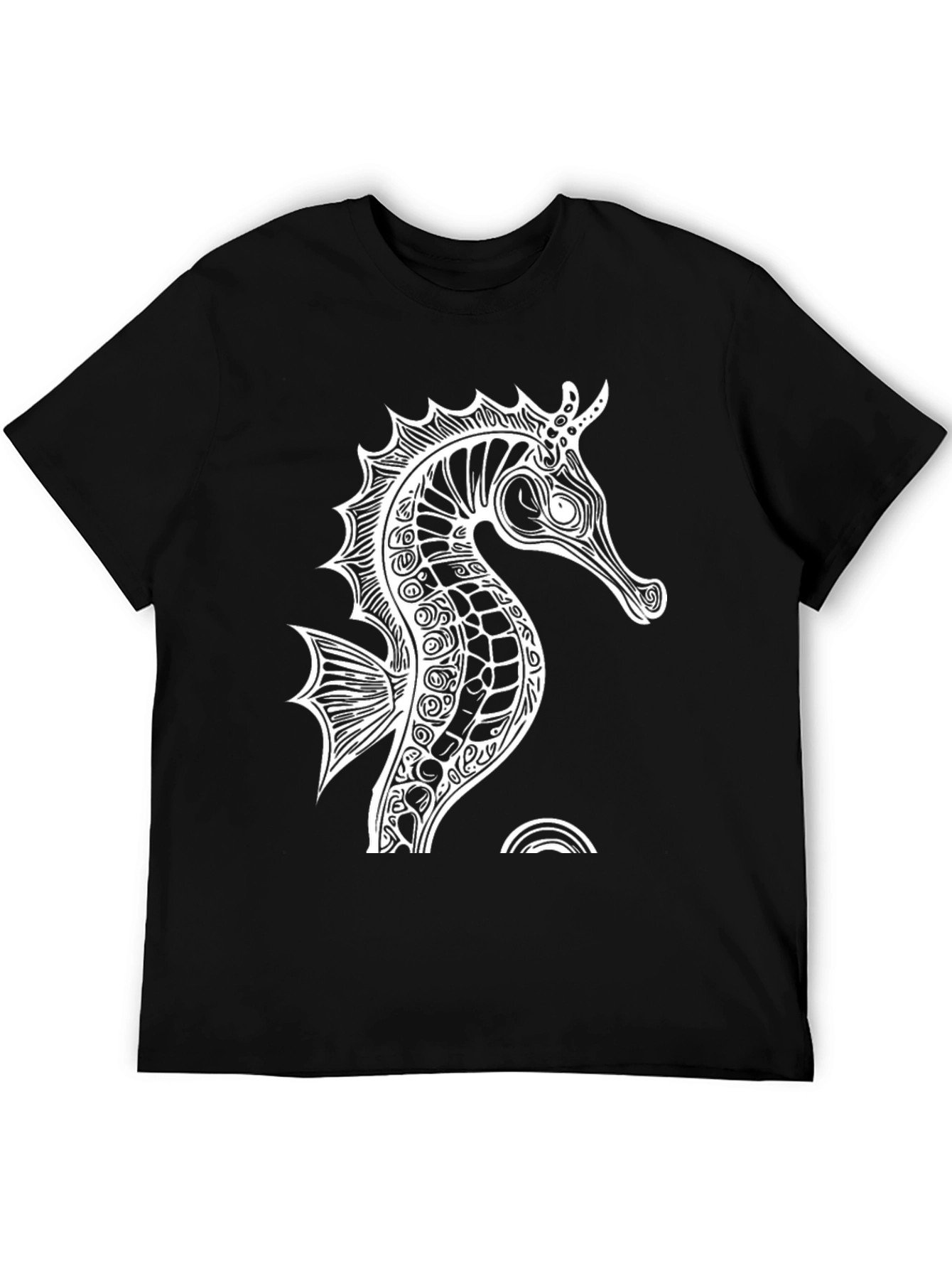 Black Seahorse Graphic Black T-Shirt - Unique Ocean Design view 5