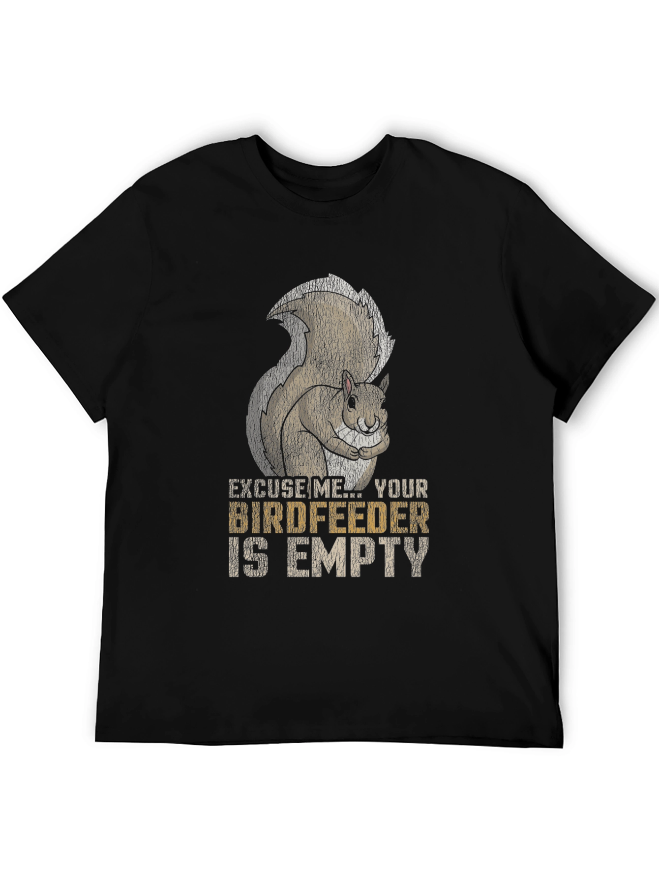 Black Funny Squirrel Birdfeeder T-Shirt view 5