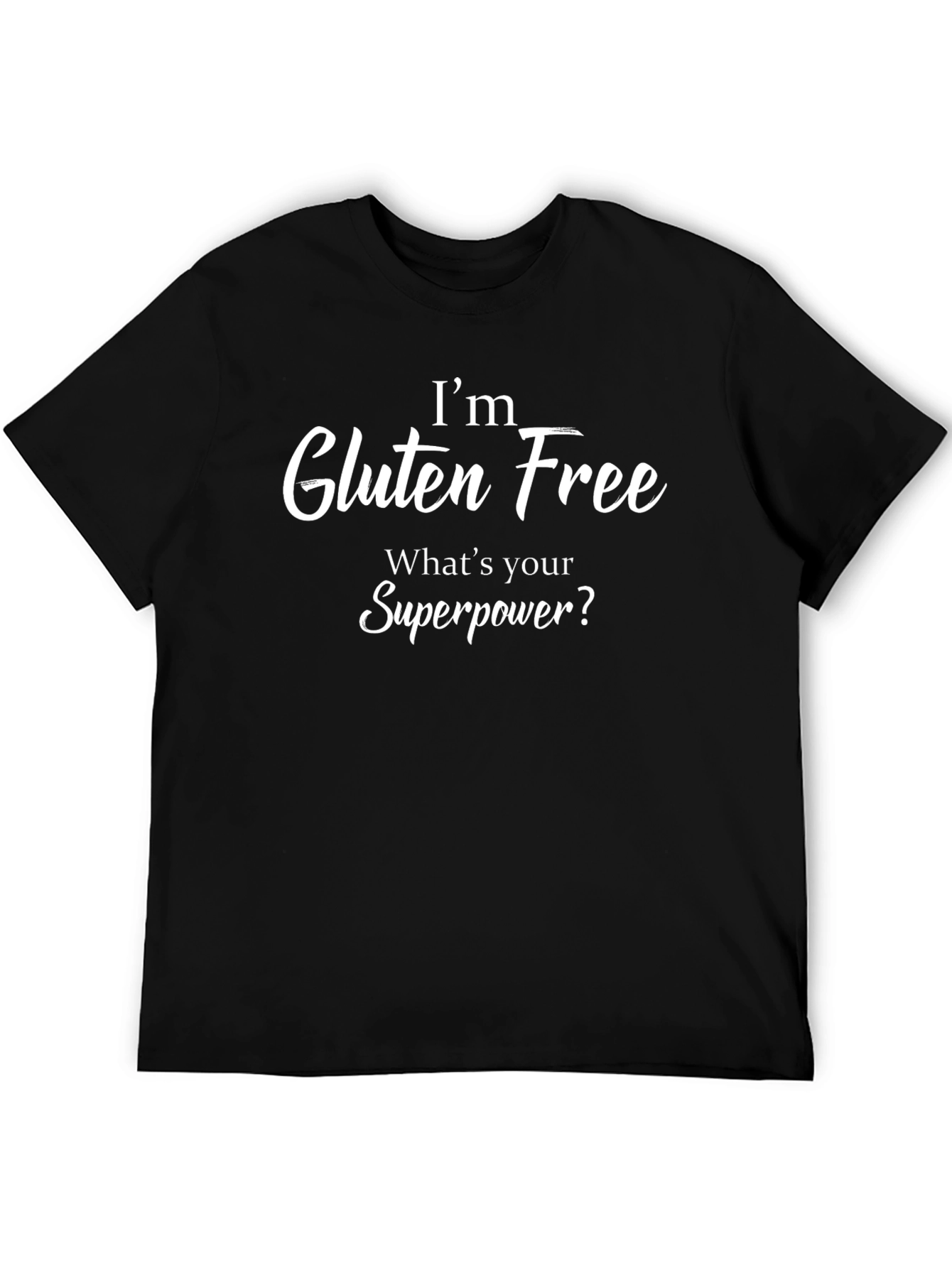 Black Gluten Free Superpower Black T-Shirt view 5