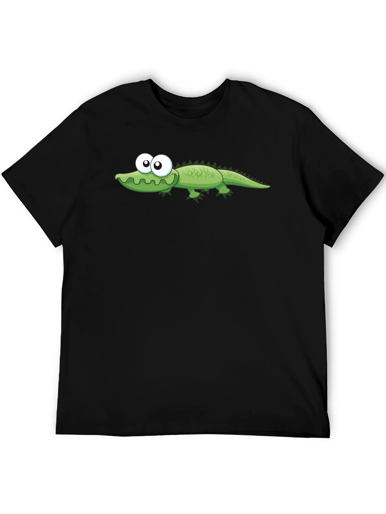 Black Cartoon Alligator Graphic T-Shirt - Black view 5