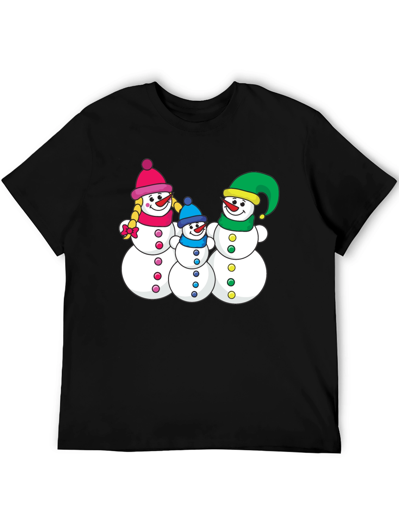 Black Snowman Family Black T-Shirt view 5