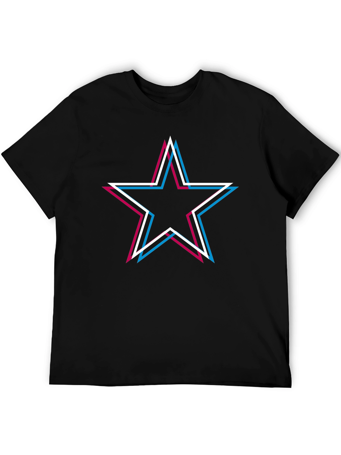 Black Retro Star Graphic Tee - Black Cotton Blend view 5