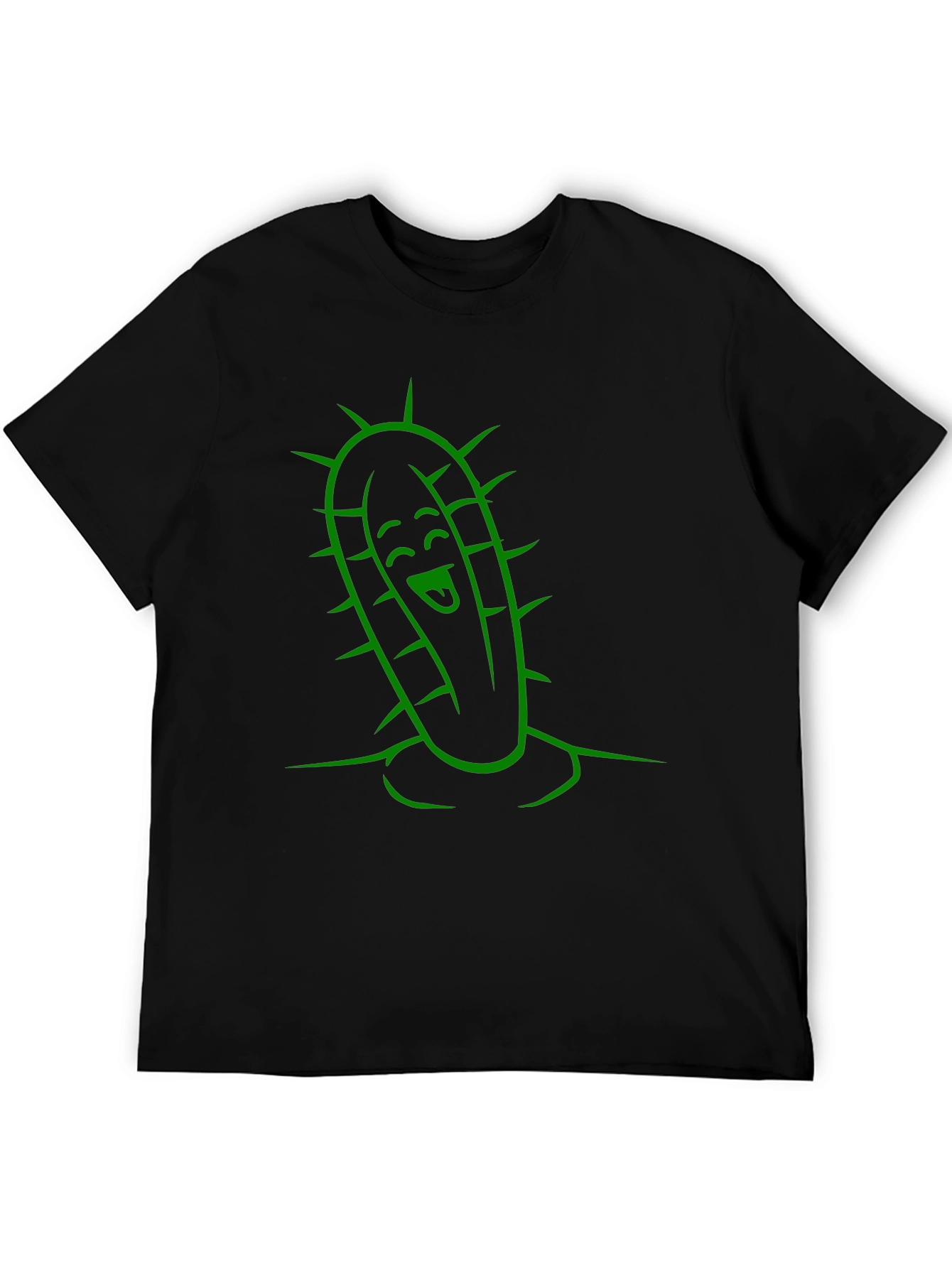 Black Cactus Character Graphic Tee - Fun Black T-Shirt view 5