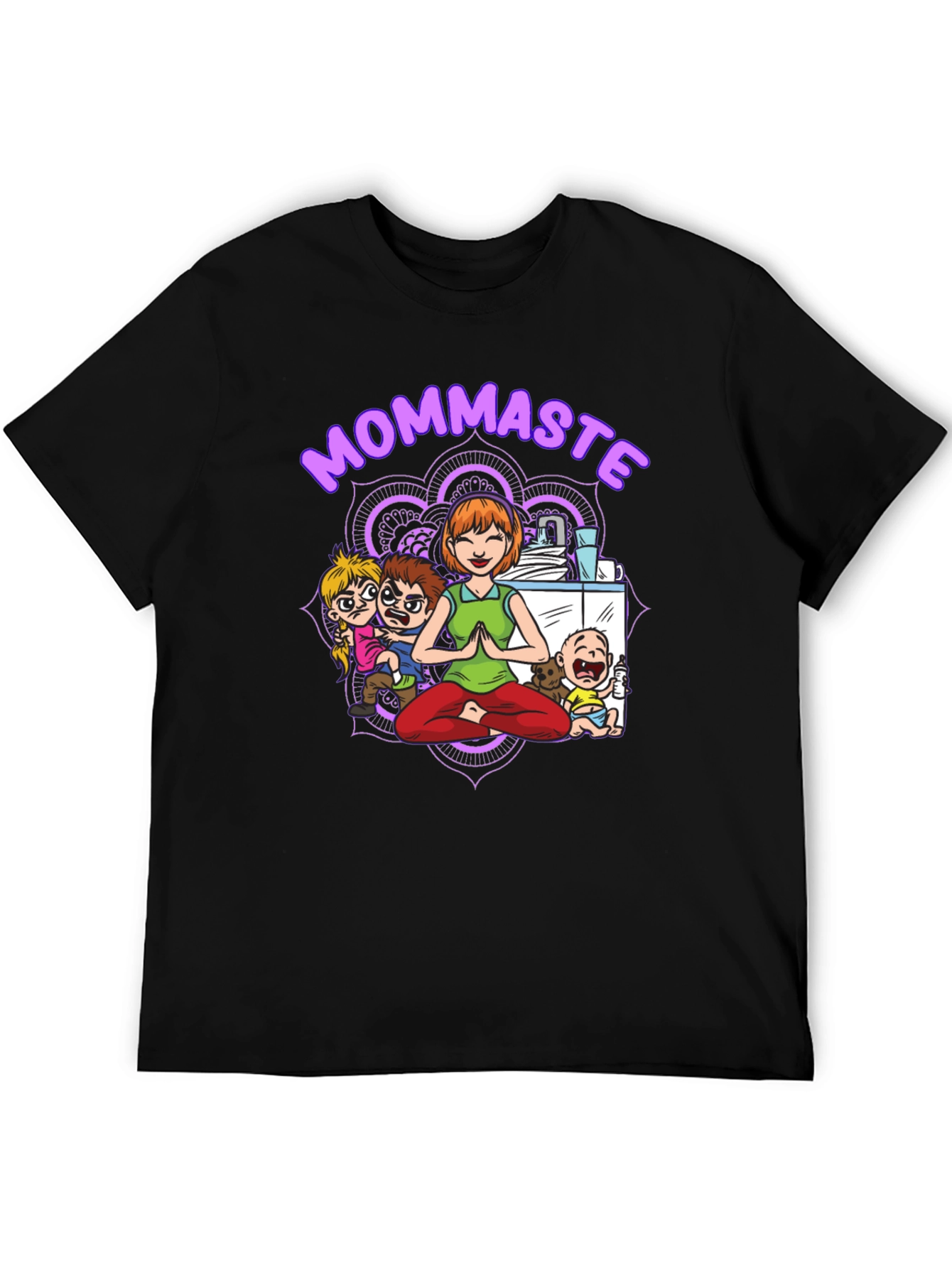 Black Mommaste Funny Yoga T-Shirt view 5