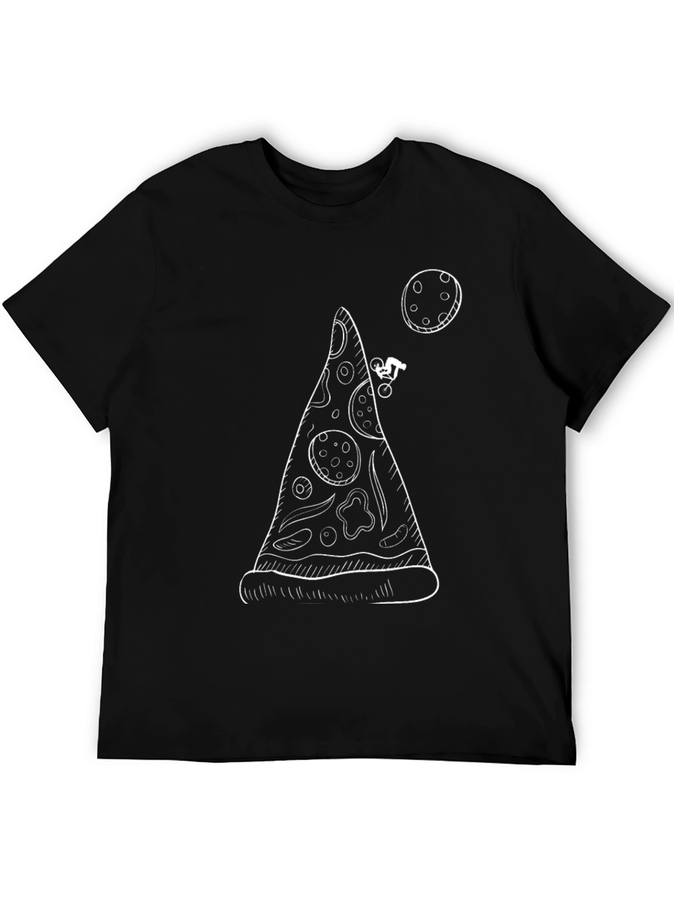 Black Pizza & Bike T-Shirt - Cool Graphic Tee view 5