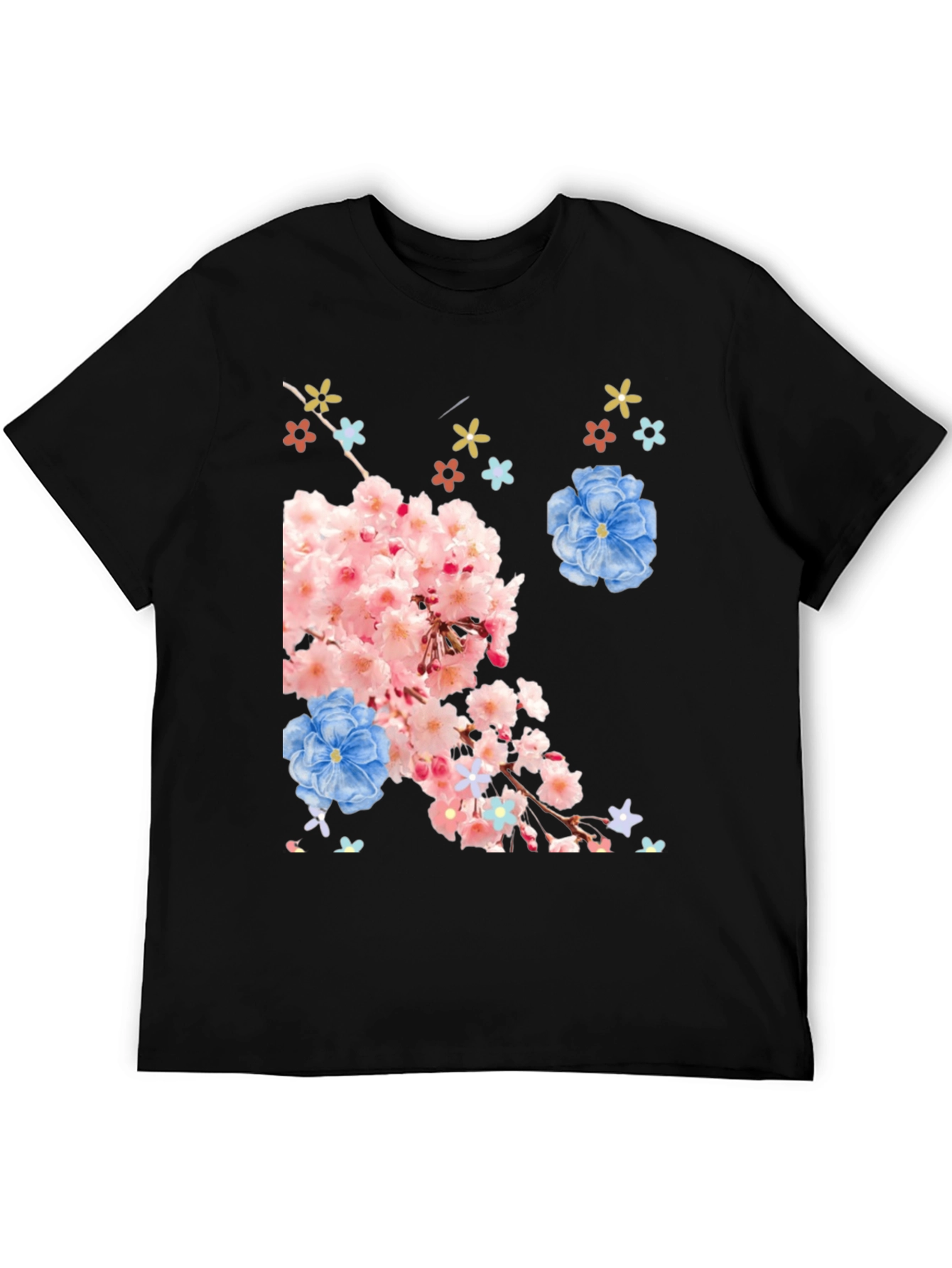 Black Floral Print Black T-Shirt view 5