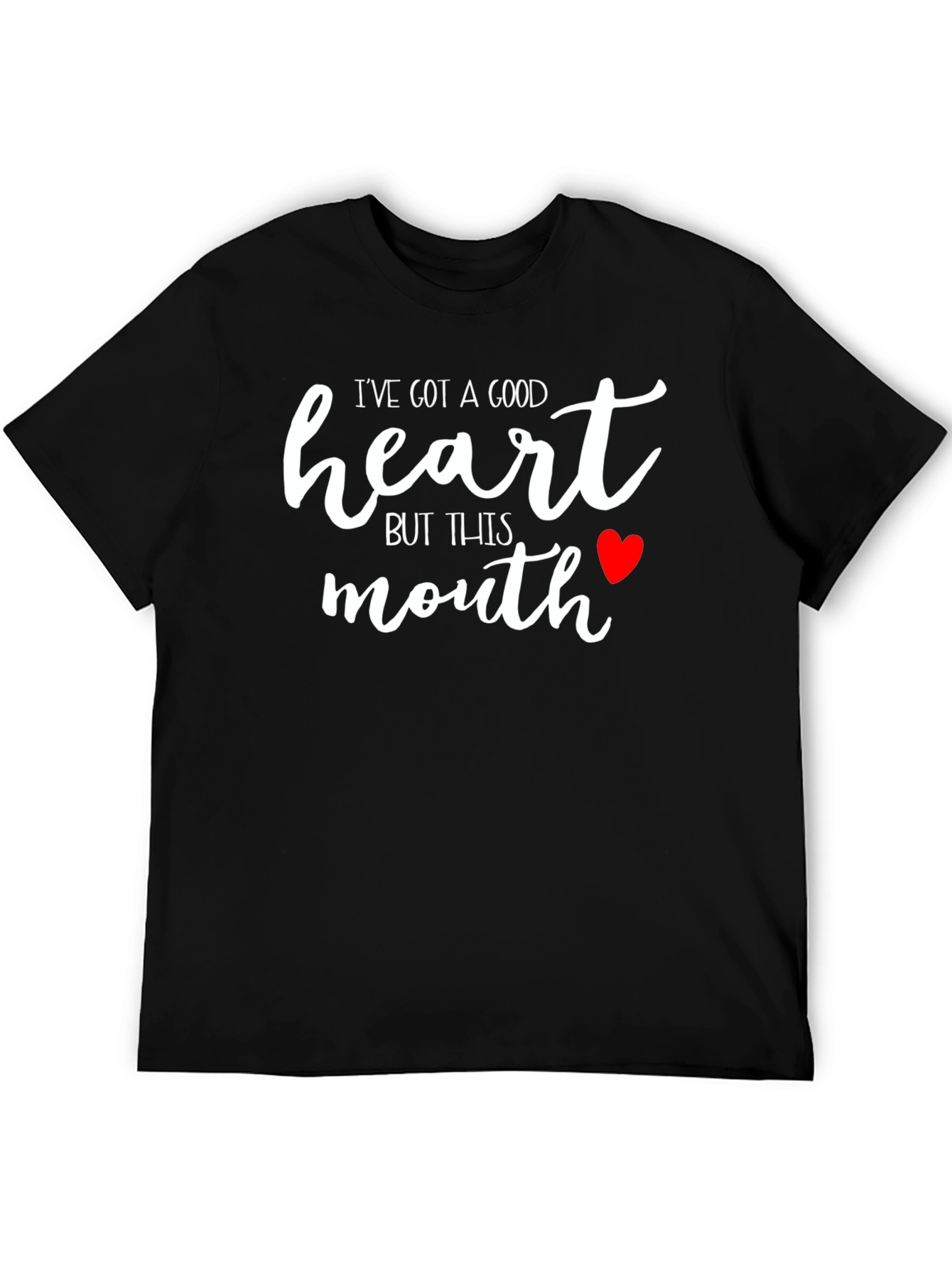 Black Funny Good Heart Mouth Graphic Tee view 5