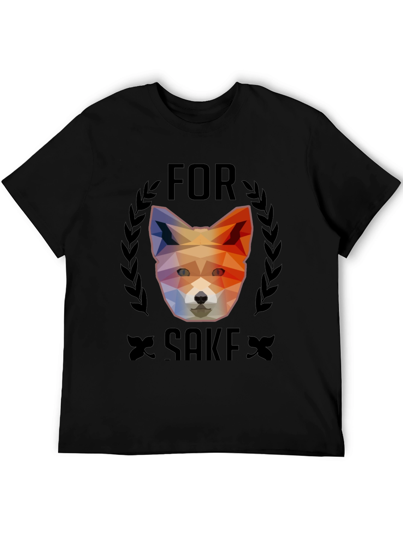 Black Geometric Fox For Sake Graphic Tee - Soft Cotton Blend view 5