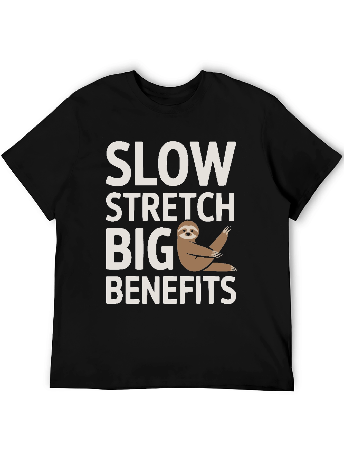 Black Funny Sloth Yoga T-Shirt - Slow Stretch Big Benefits view 5